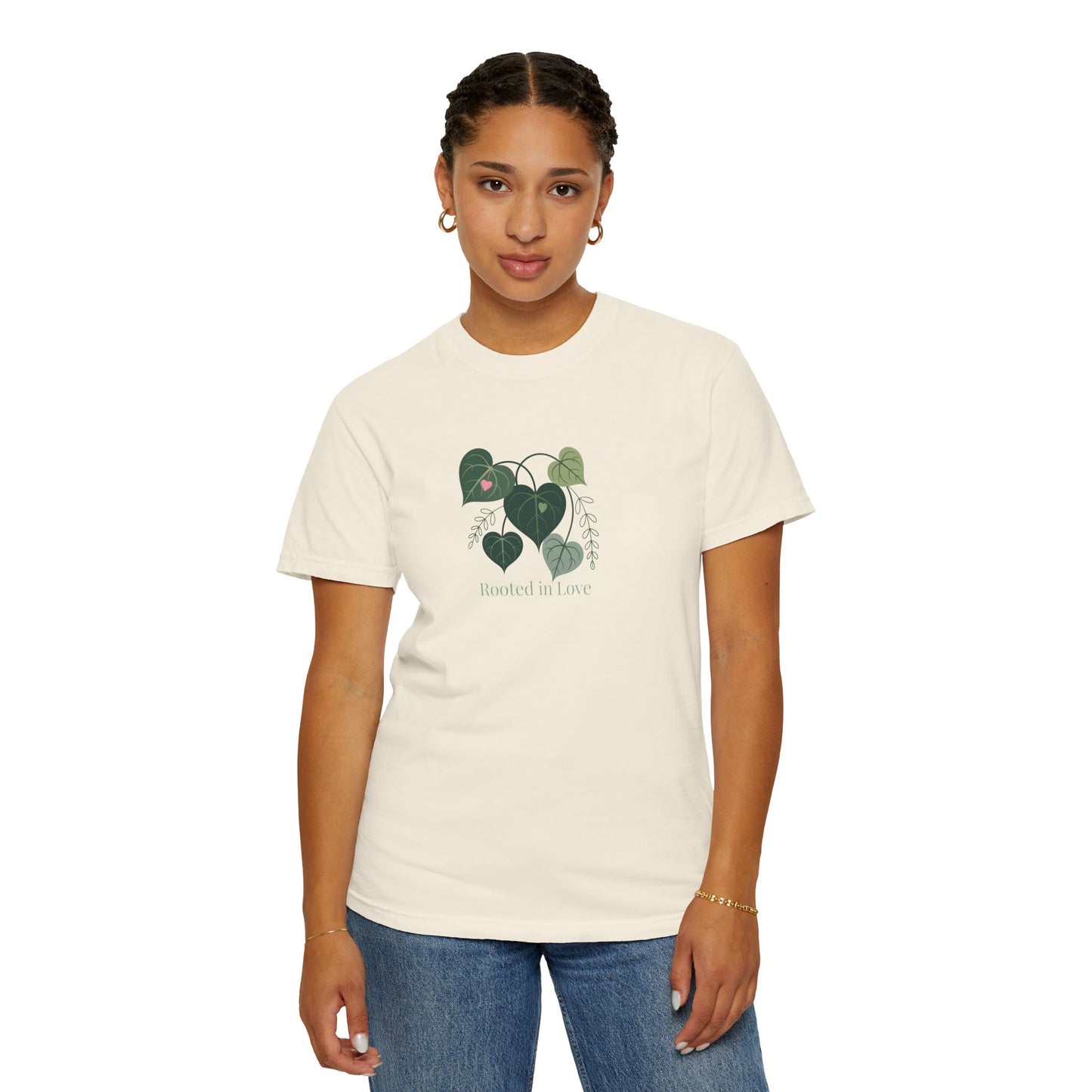 Rooted in Love T-Shirt — Heart Leaf Plant Graphic Tee - 14733