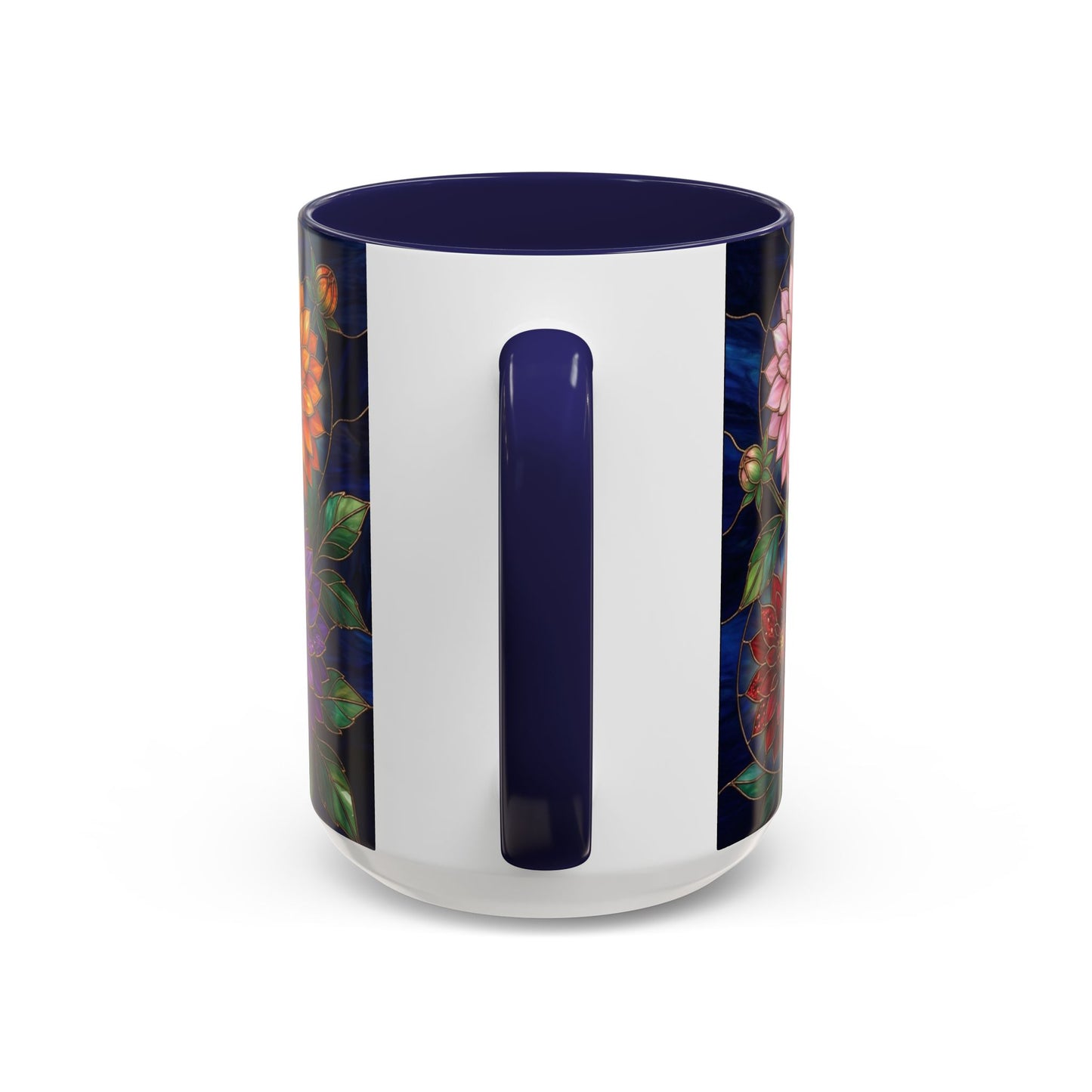 Dahlia Floral Accent Coffee Mug — Stained-Glass  Design (11/15oz) - 14562