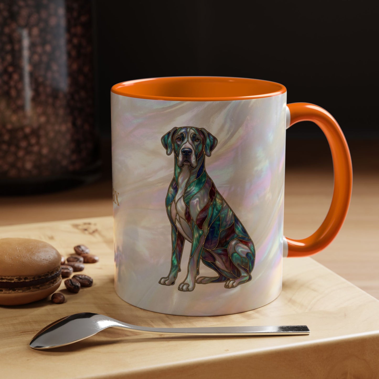 Personalized Great Dane Dog Mug — Stained Glass Design (11/15 oz) - 14550