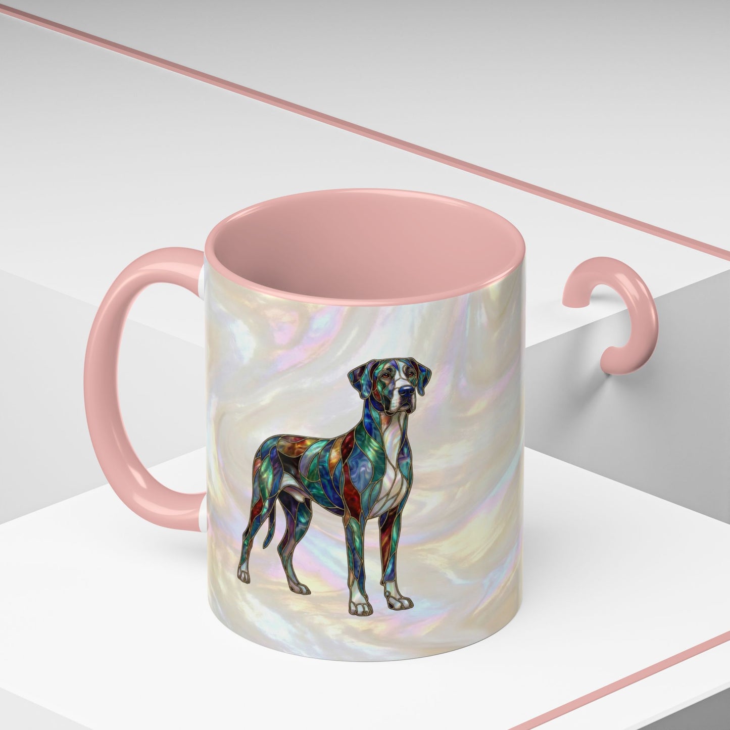 Personalized Great Dane Dog Mug — Stained Glass Design (11/15 oz) - 14550