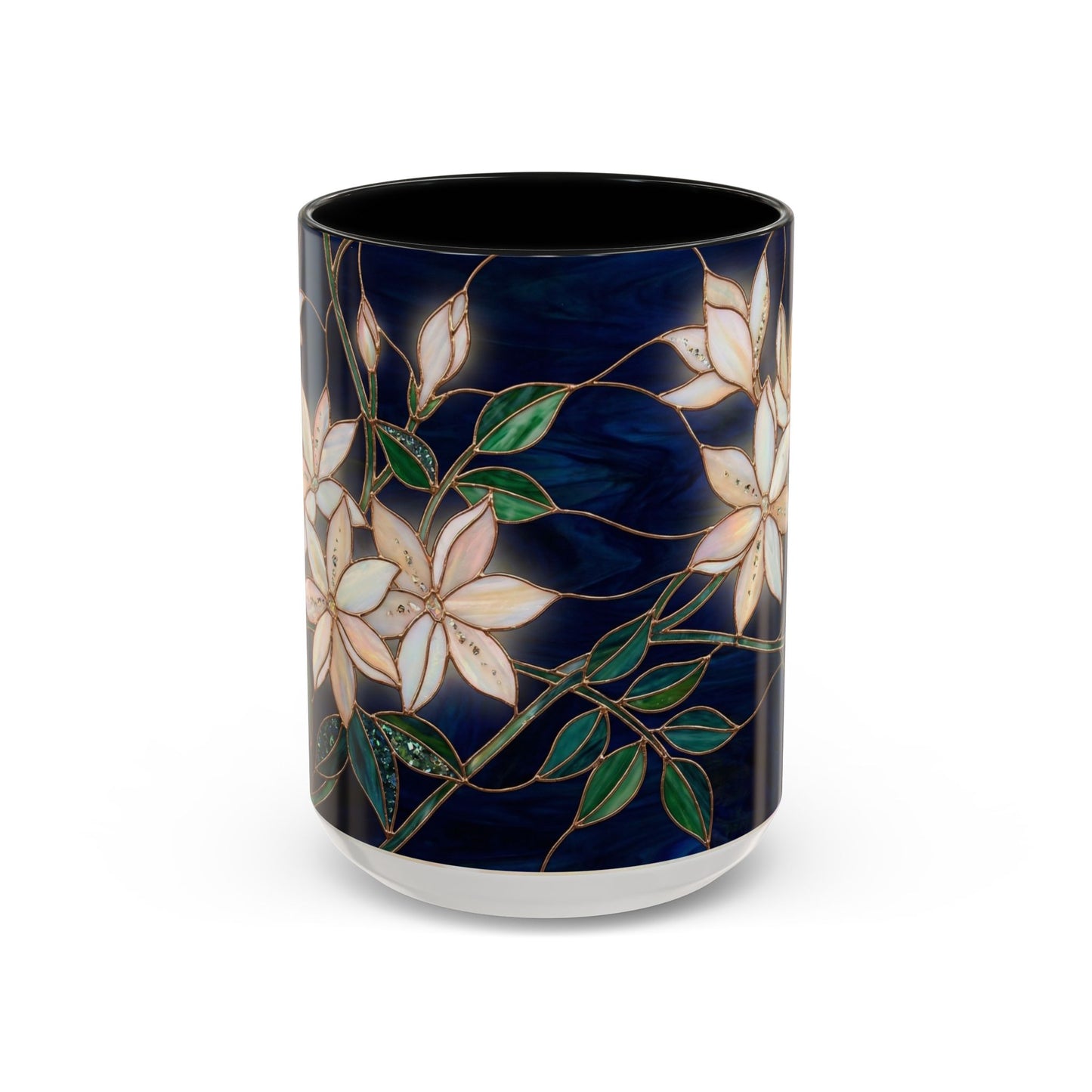 Jasmine Floral Accent Coffee Mug —  Stained Glass Design (11/15oz) - 14573