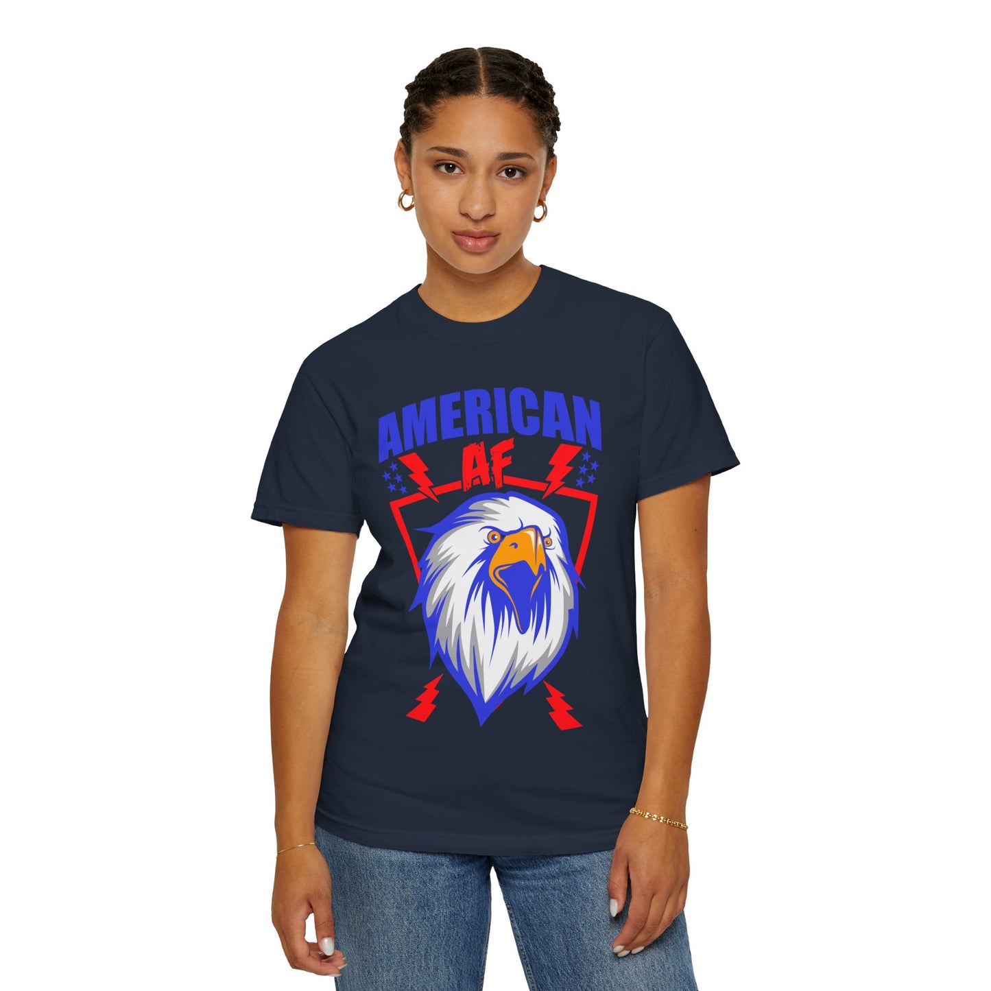 Patriotic Eagle T-Shirt, American AF Graphic Tee, Unisex Tee, 4th of July Shirt, Casual Wear, Gift for Patriots, Summer Style - 13731