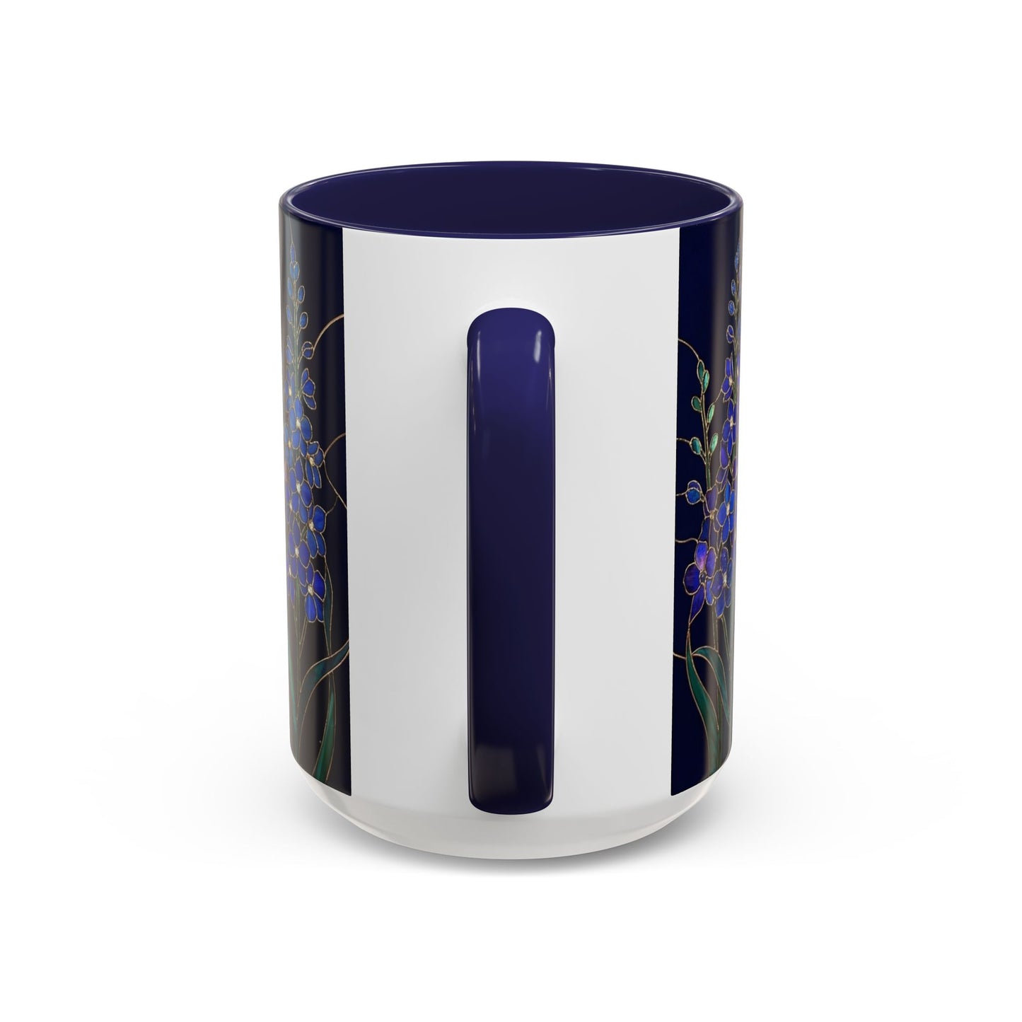 Larkspur Floral Accent Coffee Mug —  Stained-Glass Garden Design (11/15oz) - 14595
