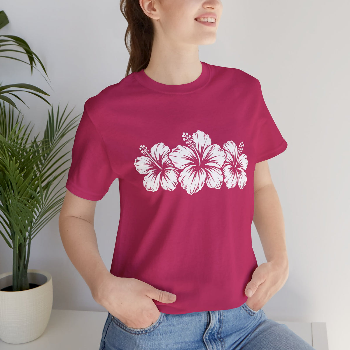 Hibiscus Floral T-Shirt,  Tropical Flower Graphic Tee - 14995