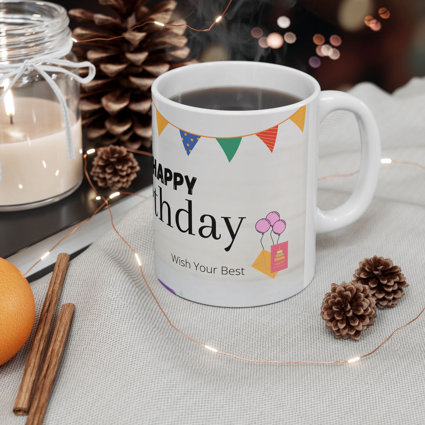 Happy Birthday Ceramic Mug - Celebrate with Style, Gift Mug, Party Favor, Coffee Cup, Personalizable Gift - 13953