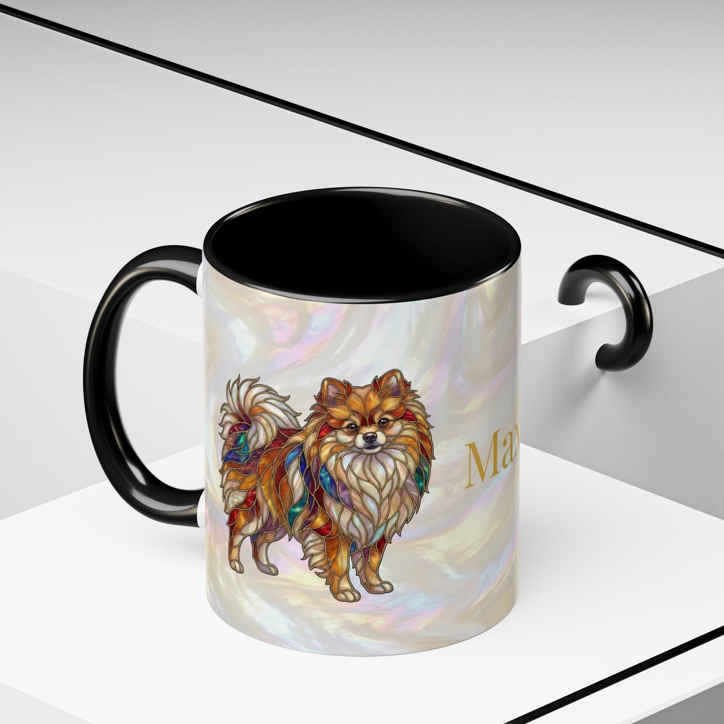 Pomeranian Accent Coffee Mug — Stained Glass Design (11/15oz) - 14638
