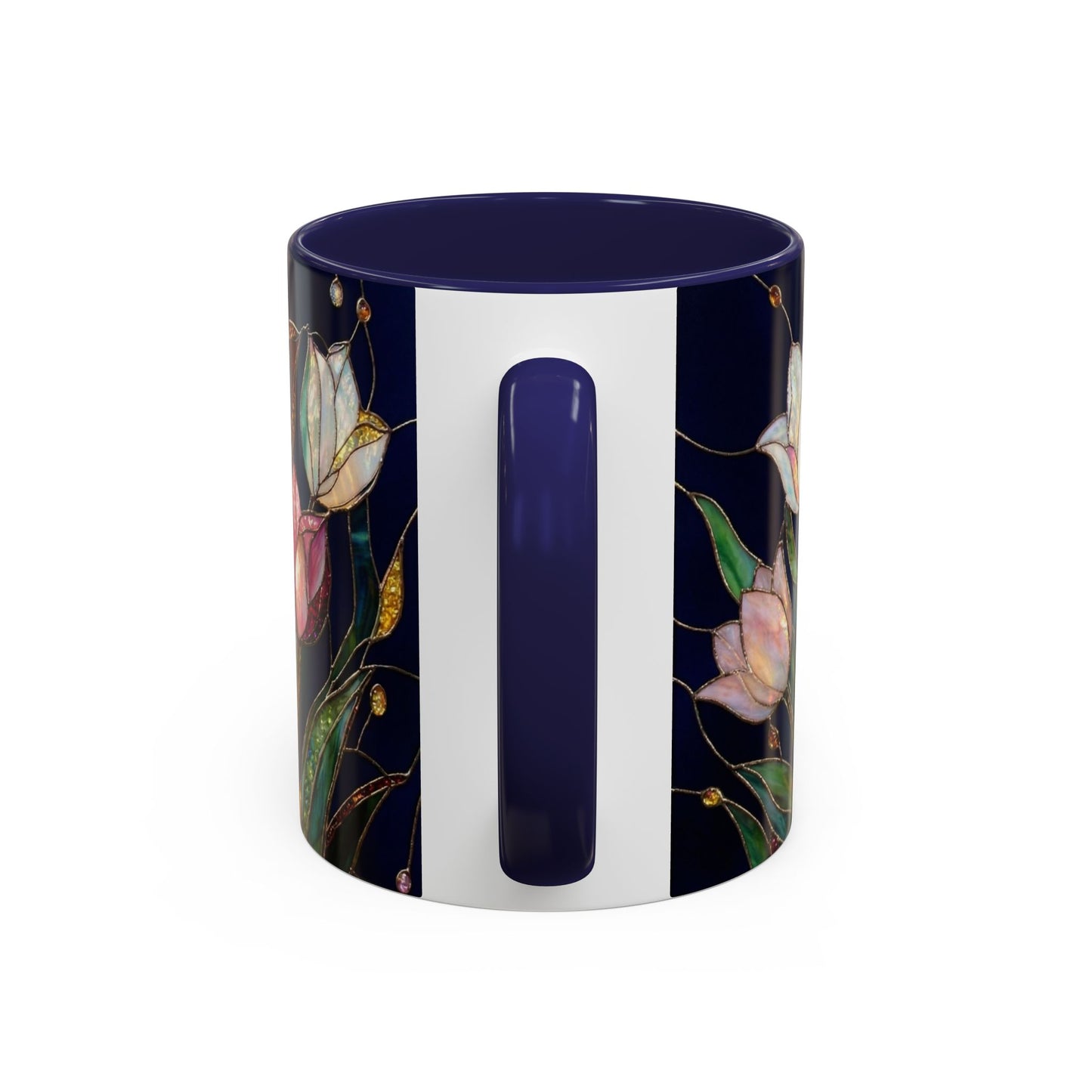 Tulip Floral Art Accent Coffee Mug — Stained Glass Design (11/15oz) - 14592