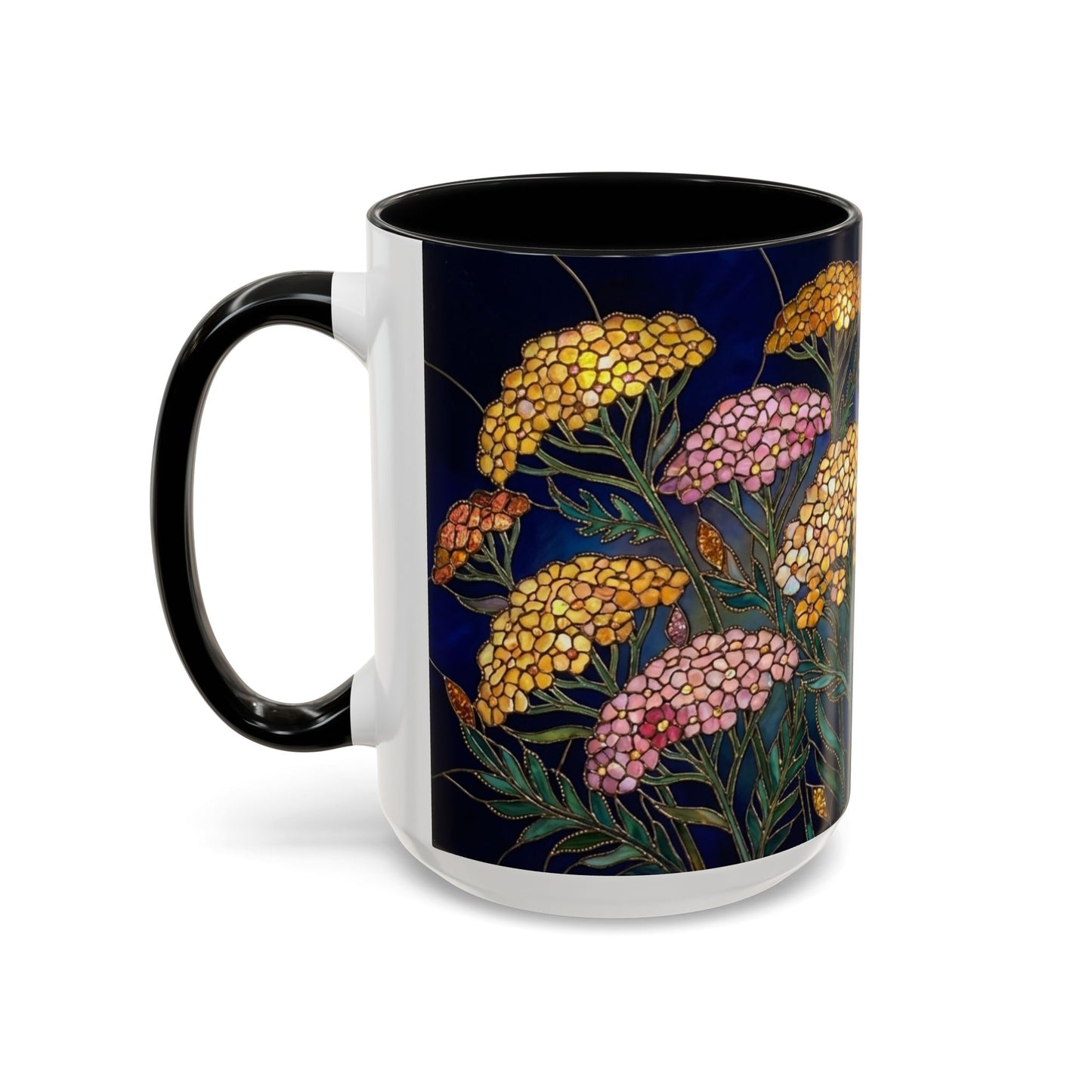 Yarrow Floral Accent Coffee Mug — Stained Glass Design (11/15oz) - 14590