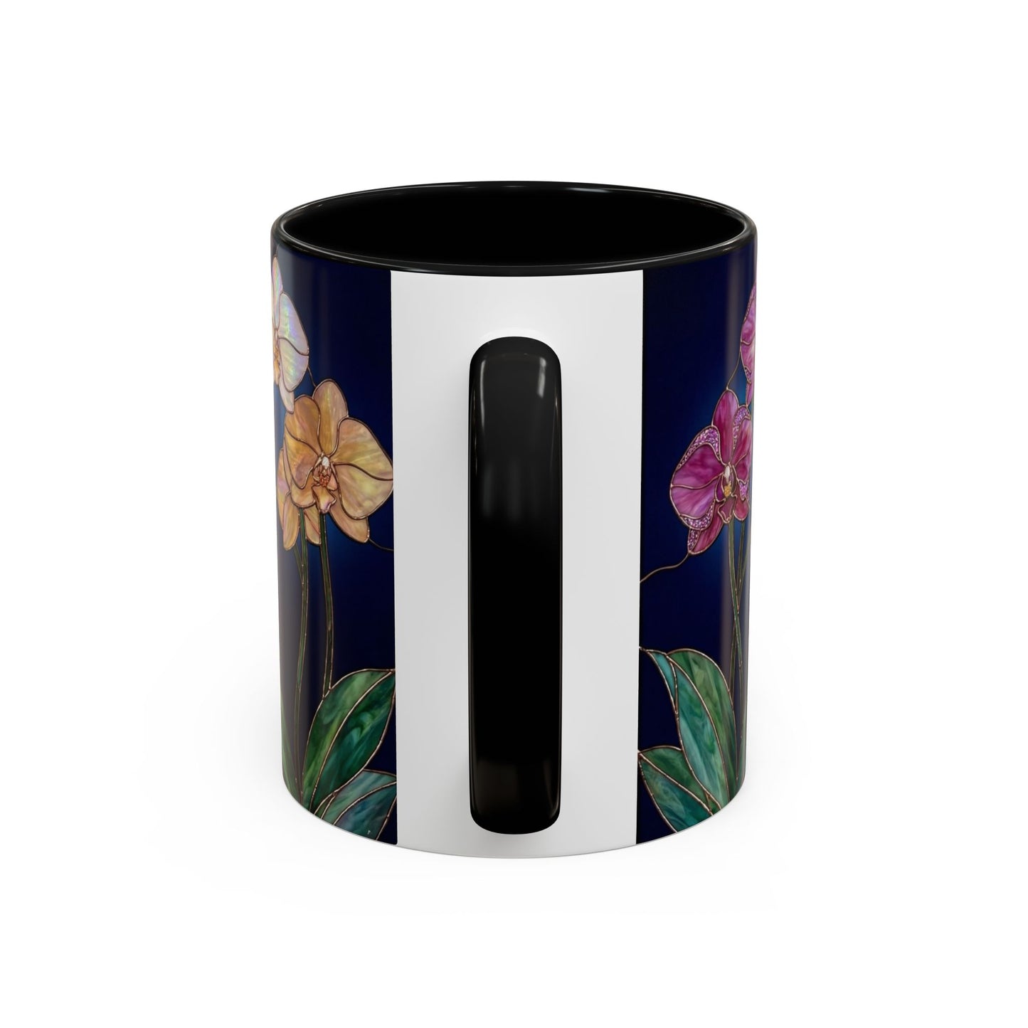 Orchid Bloom Accent Mug — Stained Glass Design (11/15oz) - 14579