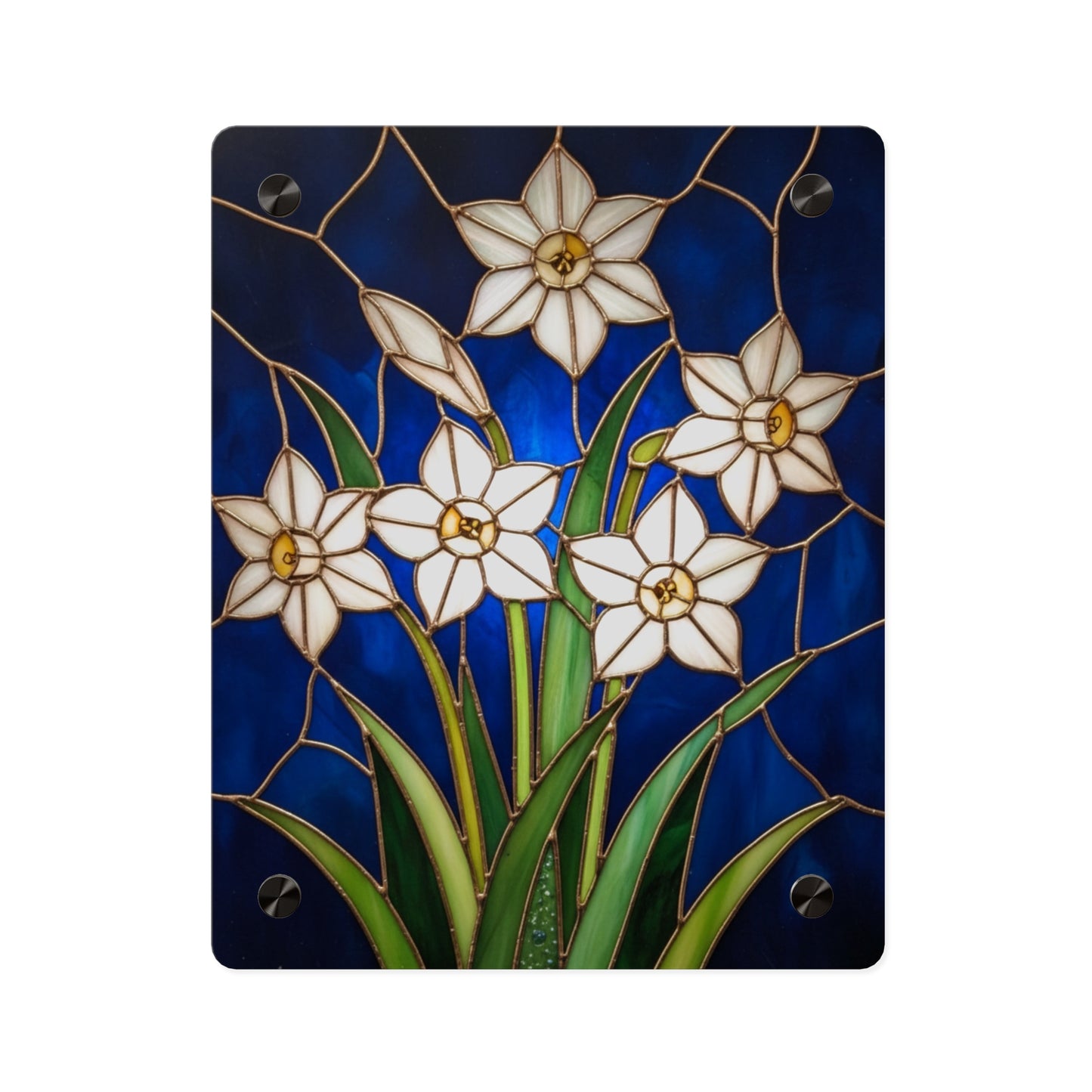 Whitepaper Narcissus Acrylic Wall Art Panel — (Floral Modern Decorative Plaque) - 14598