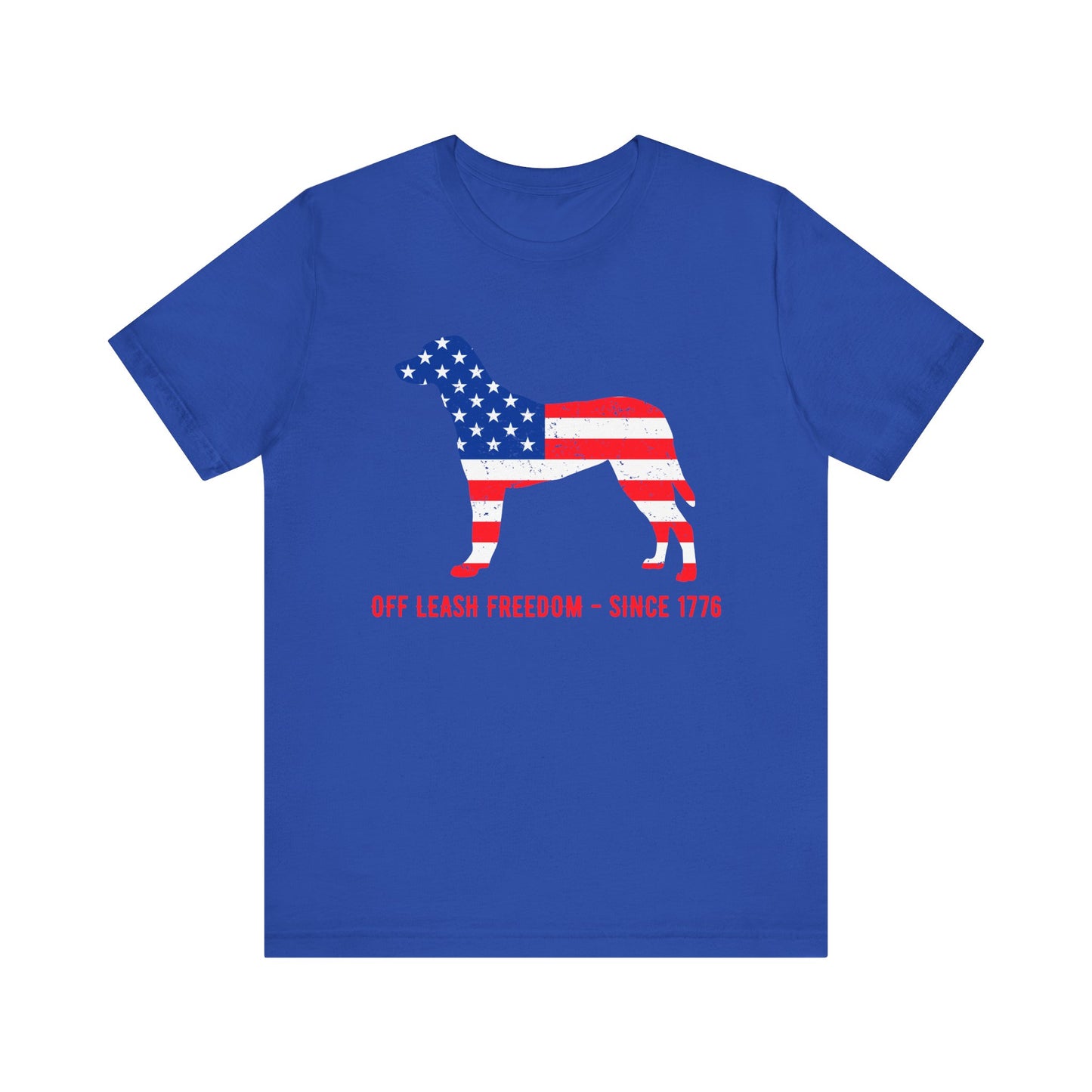 Patriotic Dog Lover Tee | Off Leash Freedom T-shirt, Dog Graphic Shirt, Fourth of July Gift, Casual Wear, Pet Lover Apparel - 13790