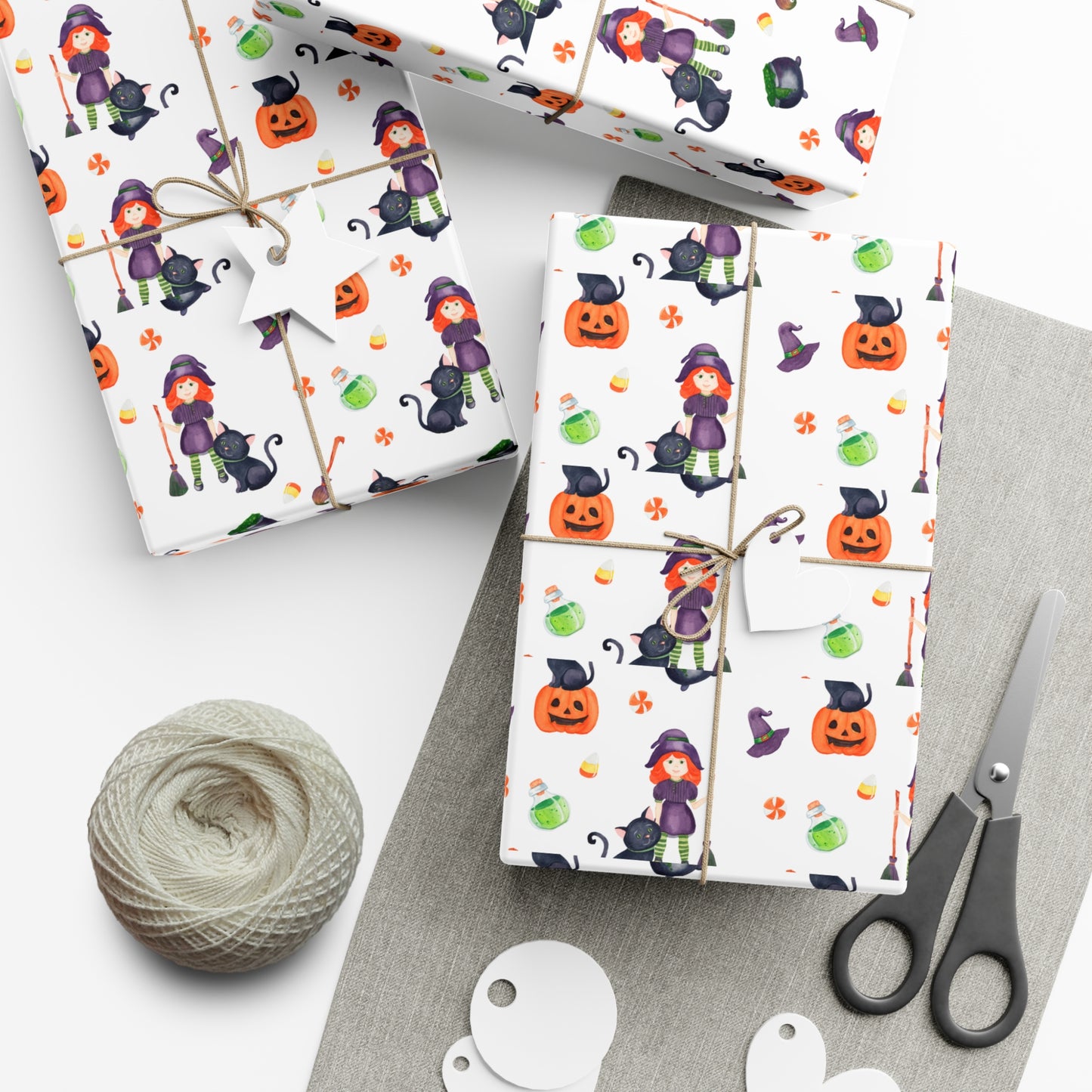 Halloween Girl with a Black Cat - Gift Wrap Papers