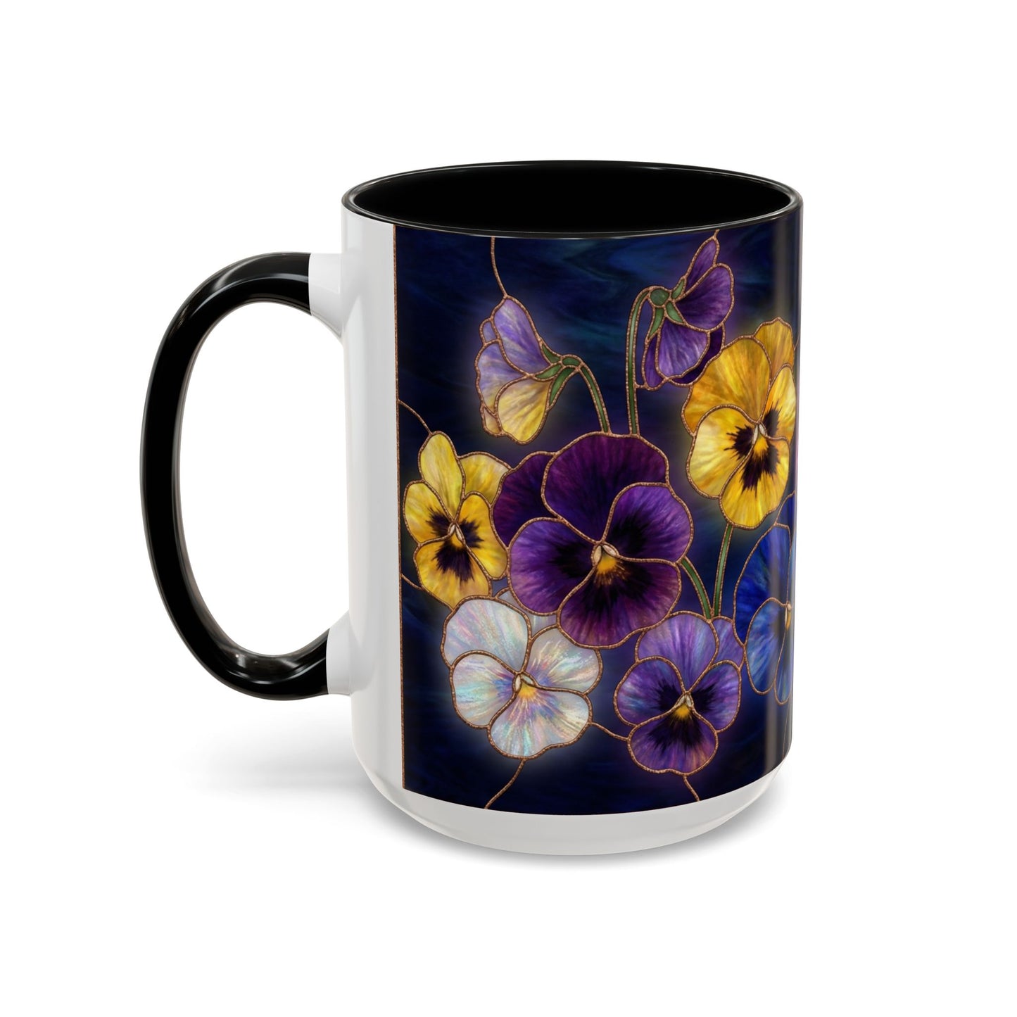 Pansy Floral Accent Coffee Mug — Stained Glass Design (11/15oz) - 14544