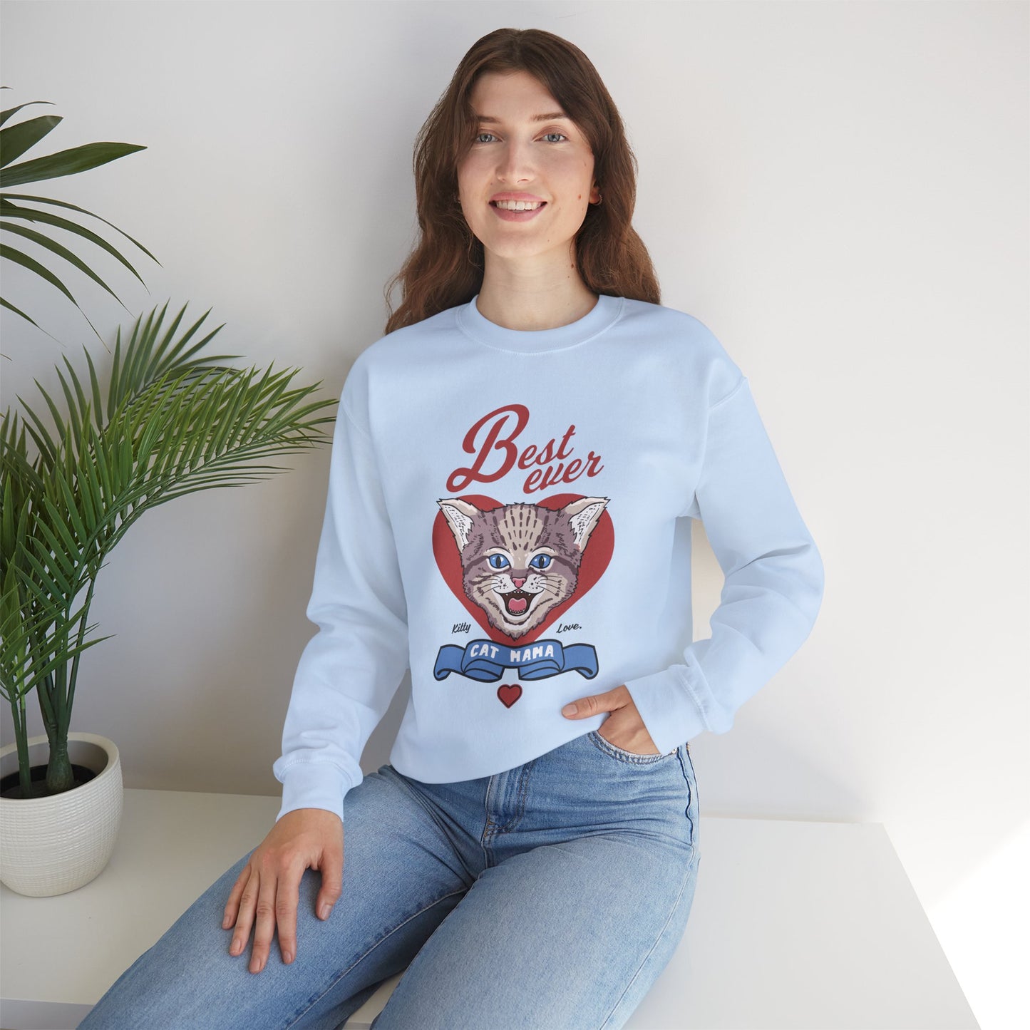 Best Ever Cat Mom - Unisex Heavy Blend™ Crewneck Sweatshirt