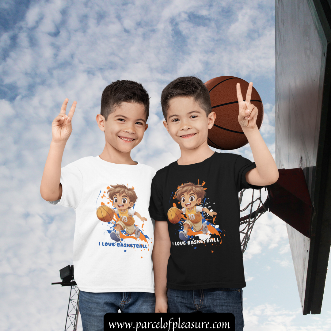 I Love Basketball - Kids Heavy Cotton™ Tee