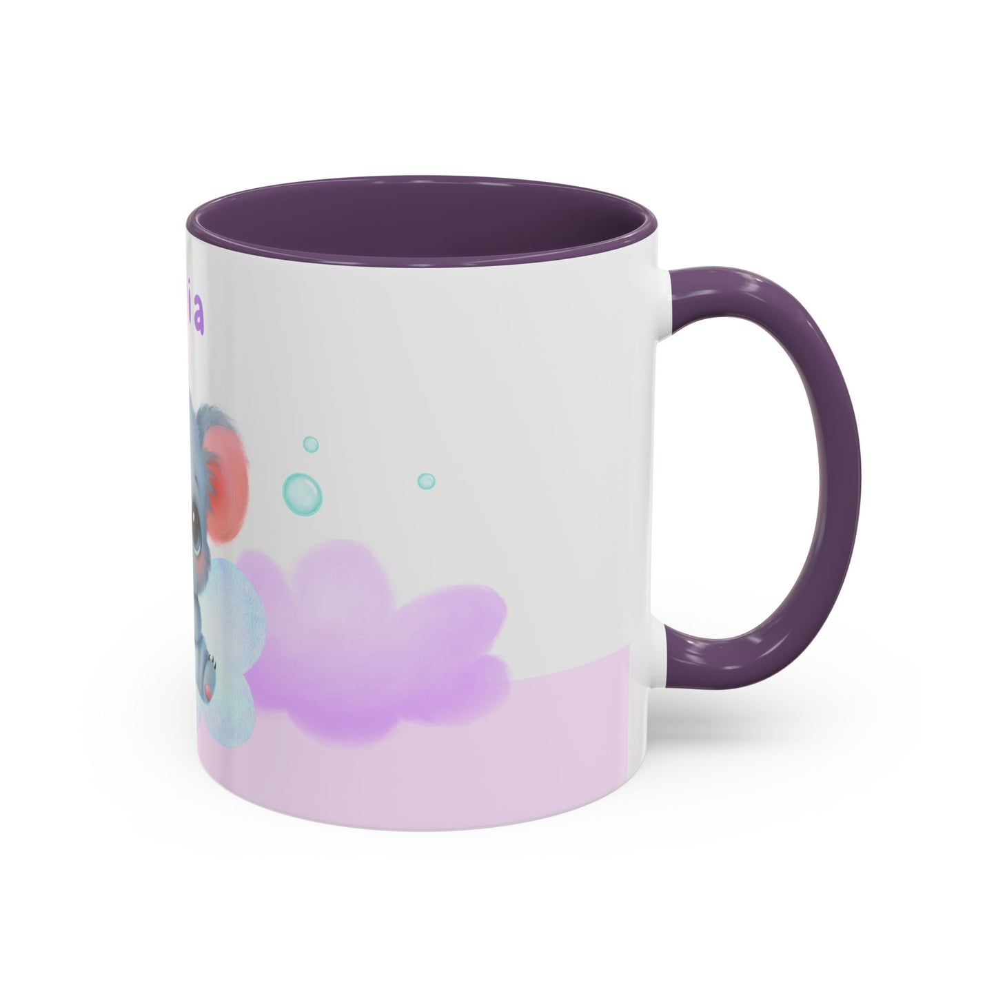 Cute Koala, Olivia, Name Customizable - Accent Coffee Mug (11, 15oz) - 11006