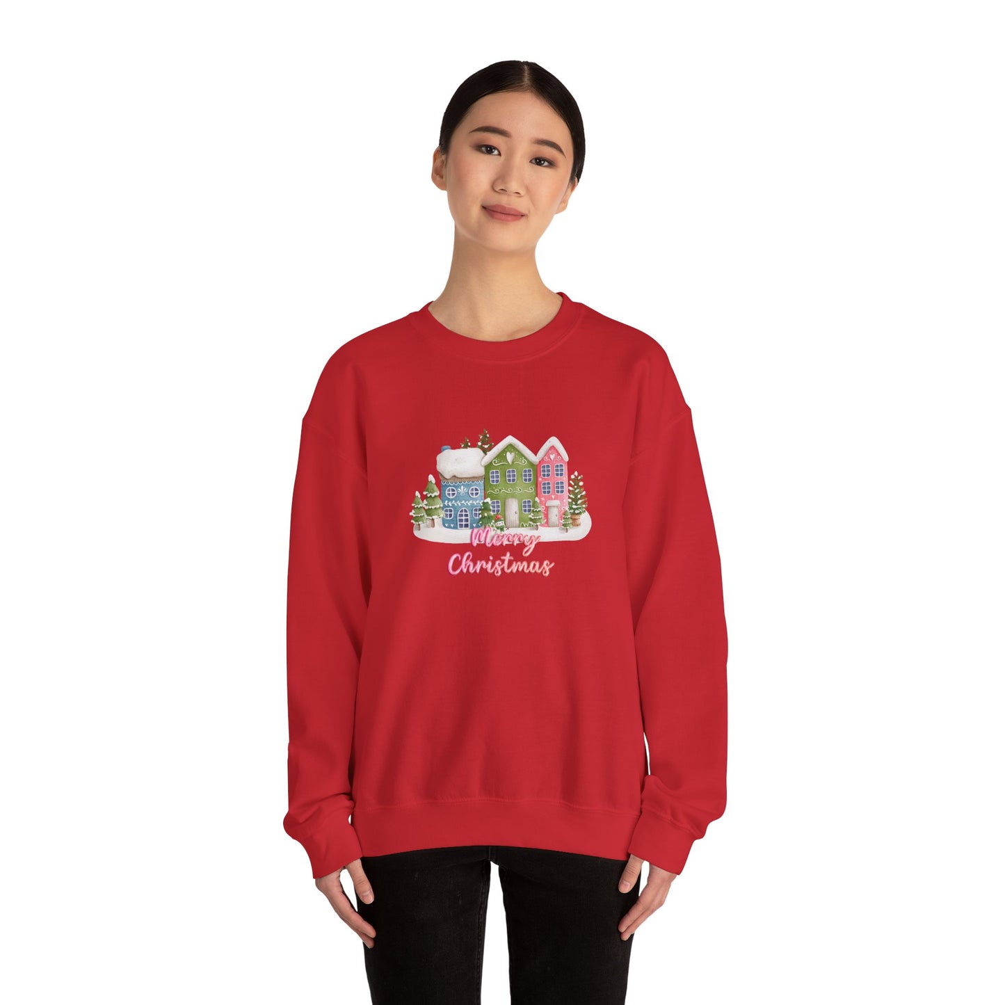 Merry Christmas, Houses - Unisex Heavy Blend™ Crewneck Sweatshirt - 10136