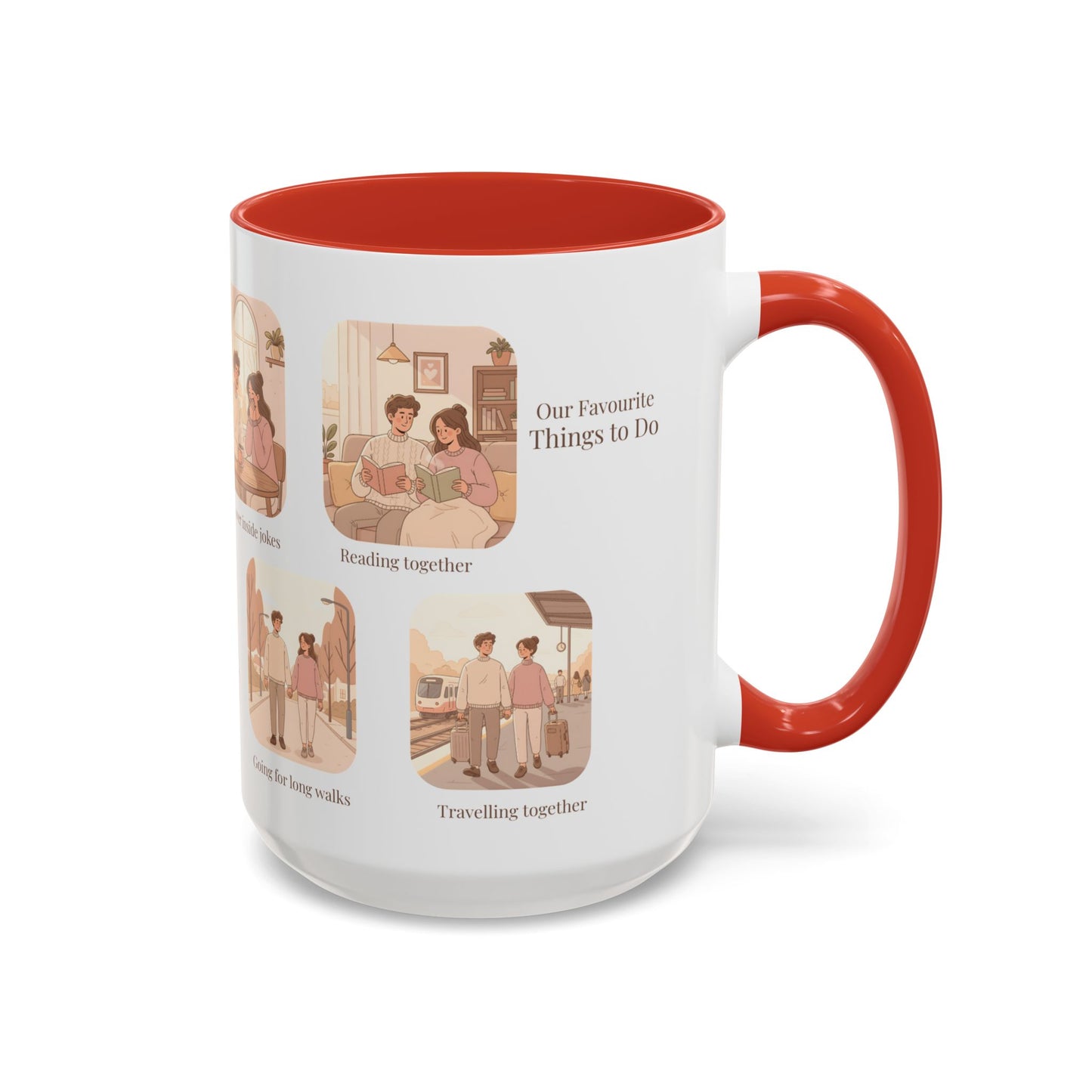 Our Favorite Things to Do Valentine’s Mug – Cozy Couples Illustrated Accent Coffee Mug - 14701