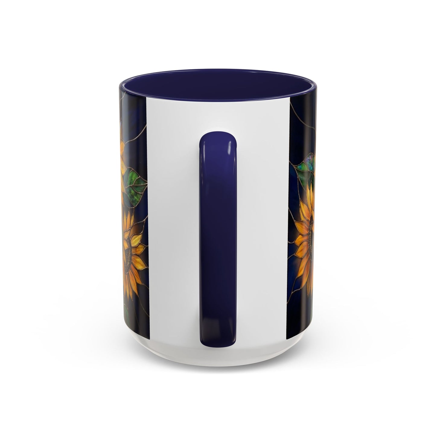 Sunflower Accent Coffee Mug — Stained Glass Design, 11/15oz - 14540