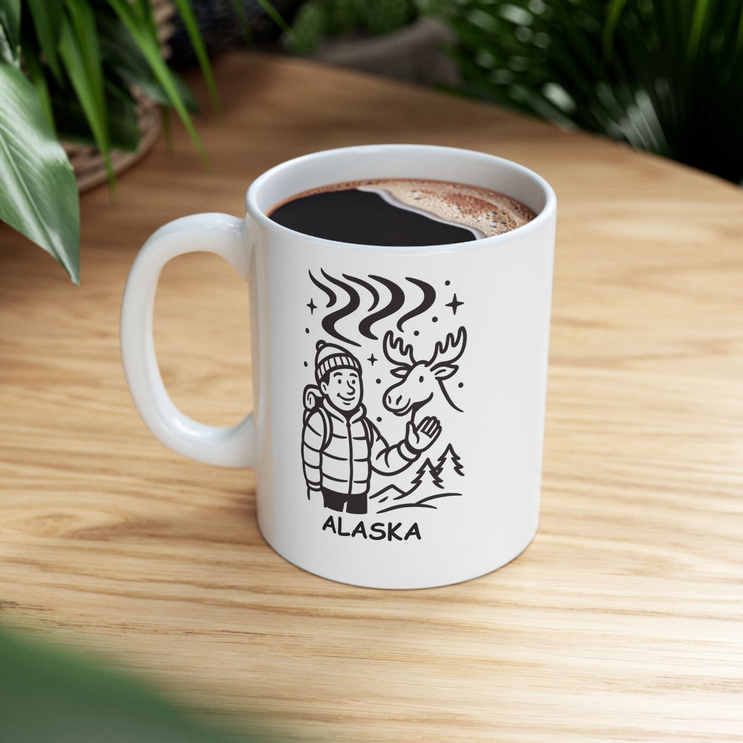 "I came for the Northern Lights and stayed for the moose sightings." Ceramic Mug - 11oz & 15oz - 12993