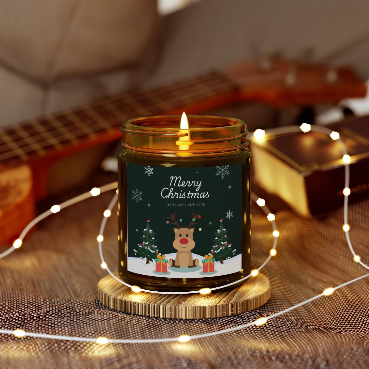 Merry Christmas, Happy New Year - Scented Candles, Coconut Apricot Wax (4oz, 9oz)