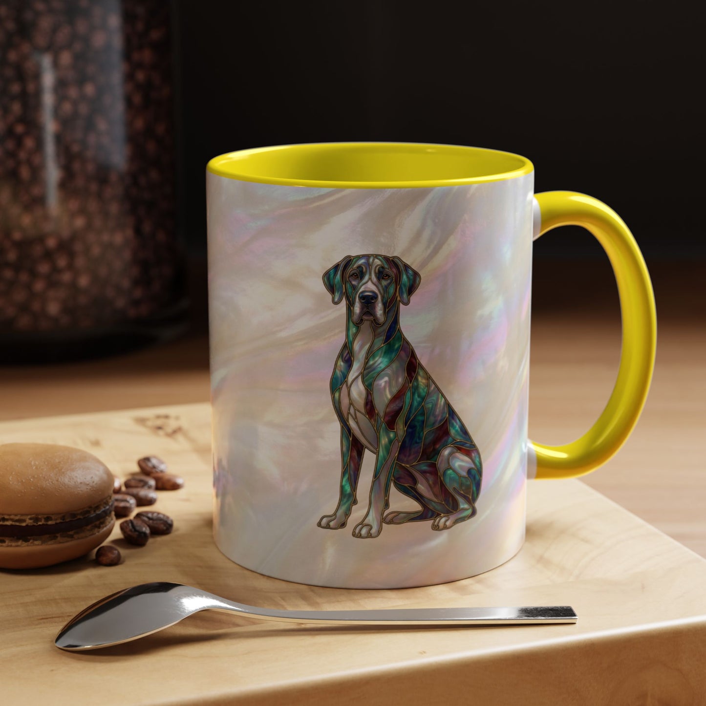 Personalized Great Dane Dog Mug — Stained Glass Design (11/15 oz) - 14550