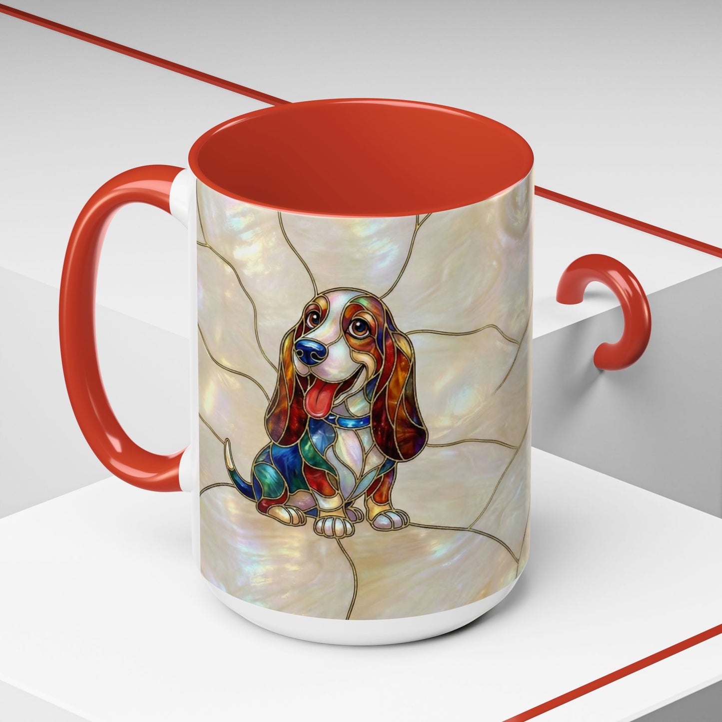 Basset Hound Stained Glass Accent Coffee Mug (11/15oz) - 14520