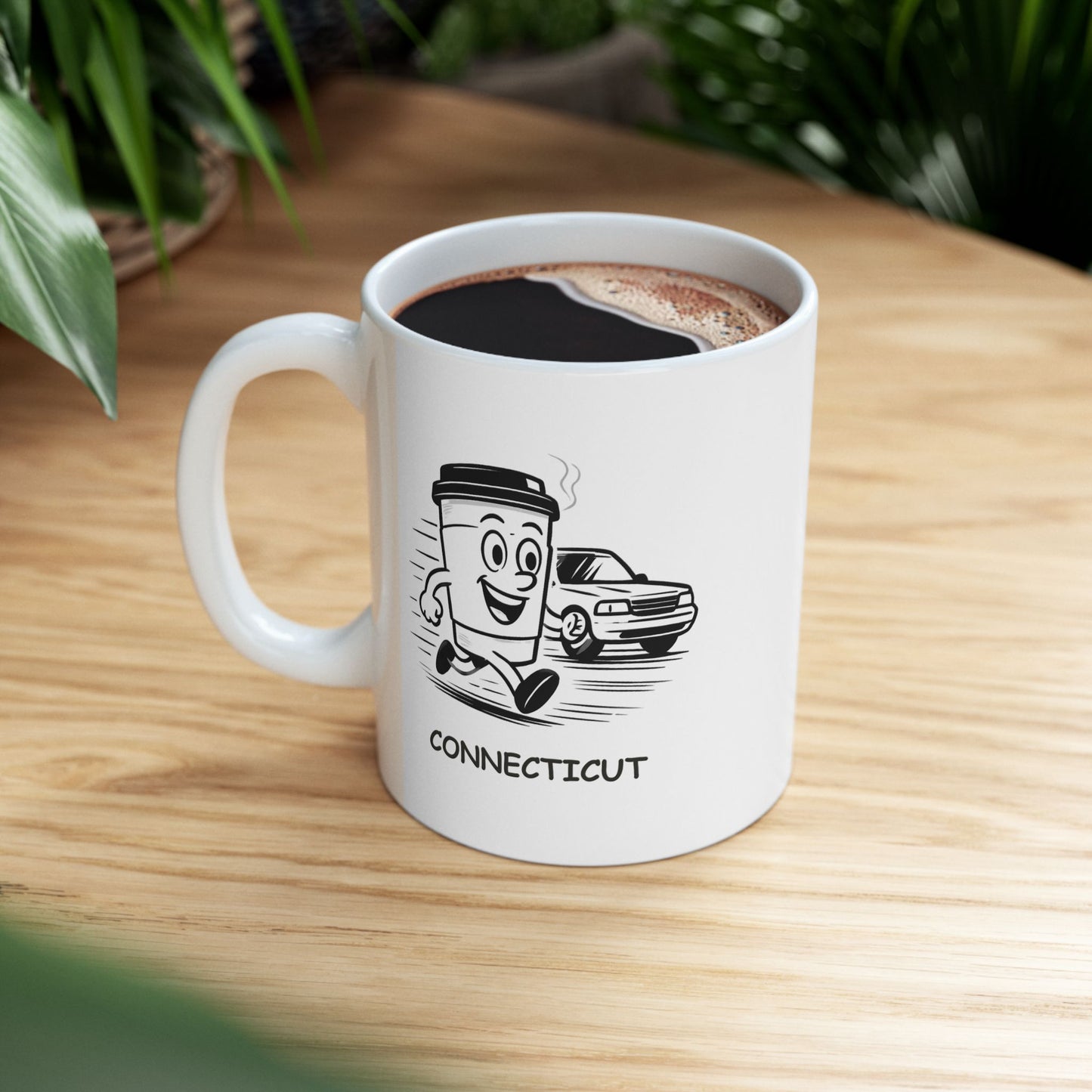 "In Connecticut, the only thing faster than the traffic is the coffee." Ceramic Mug - 13784