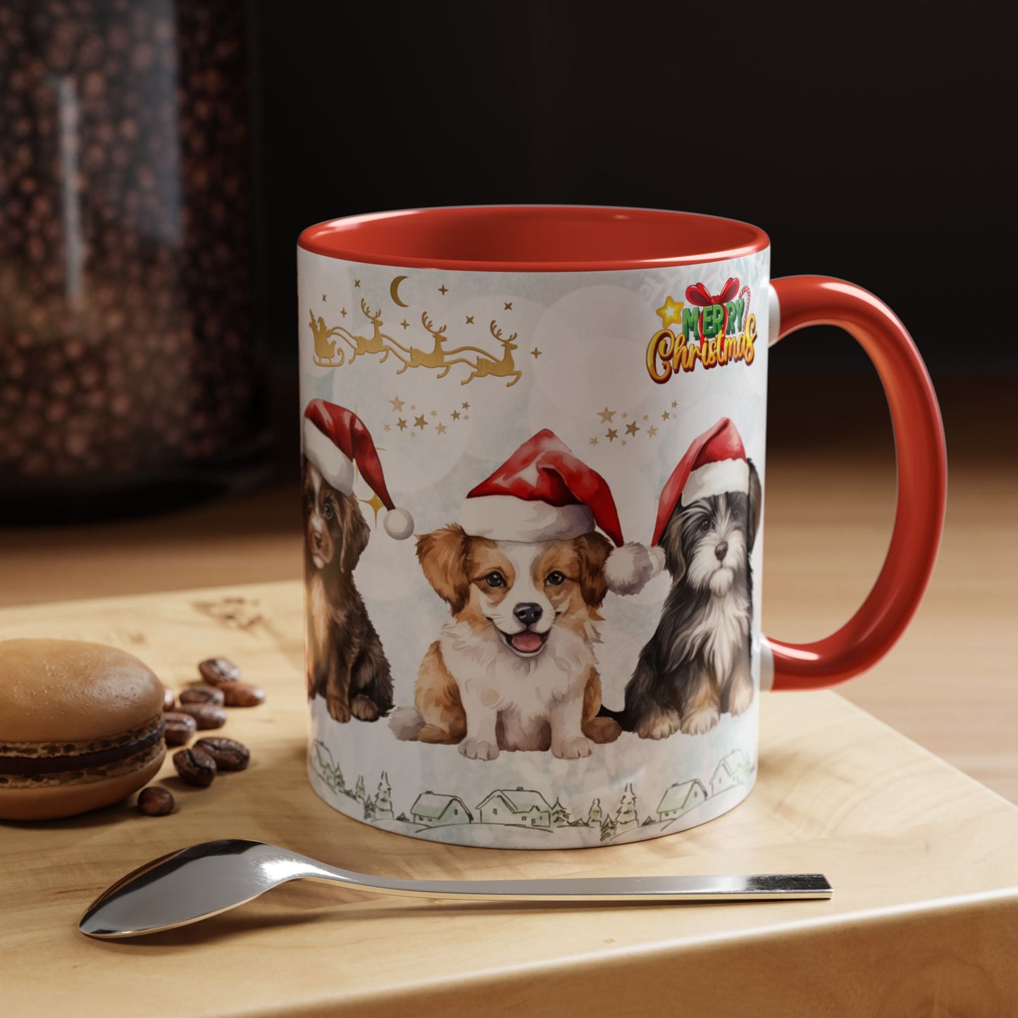 Merry Christmas, Puppies - Accent Coffee Mug (11, 15oz)