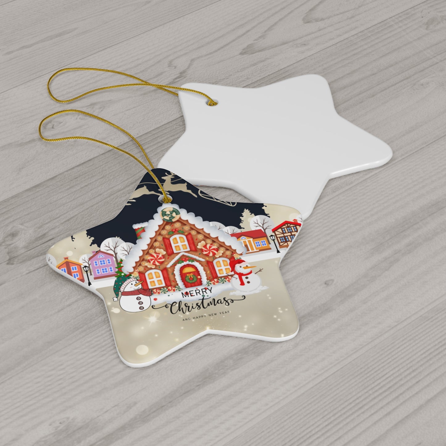 Christmas House - Ceramic Ornament, 4 Shapes