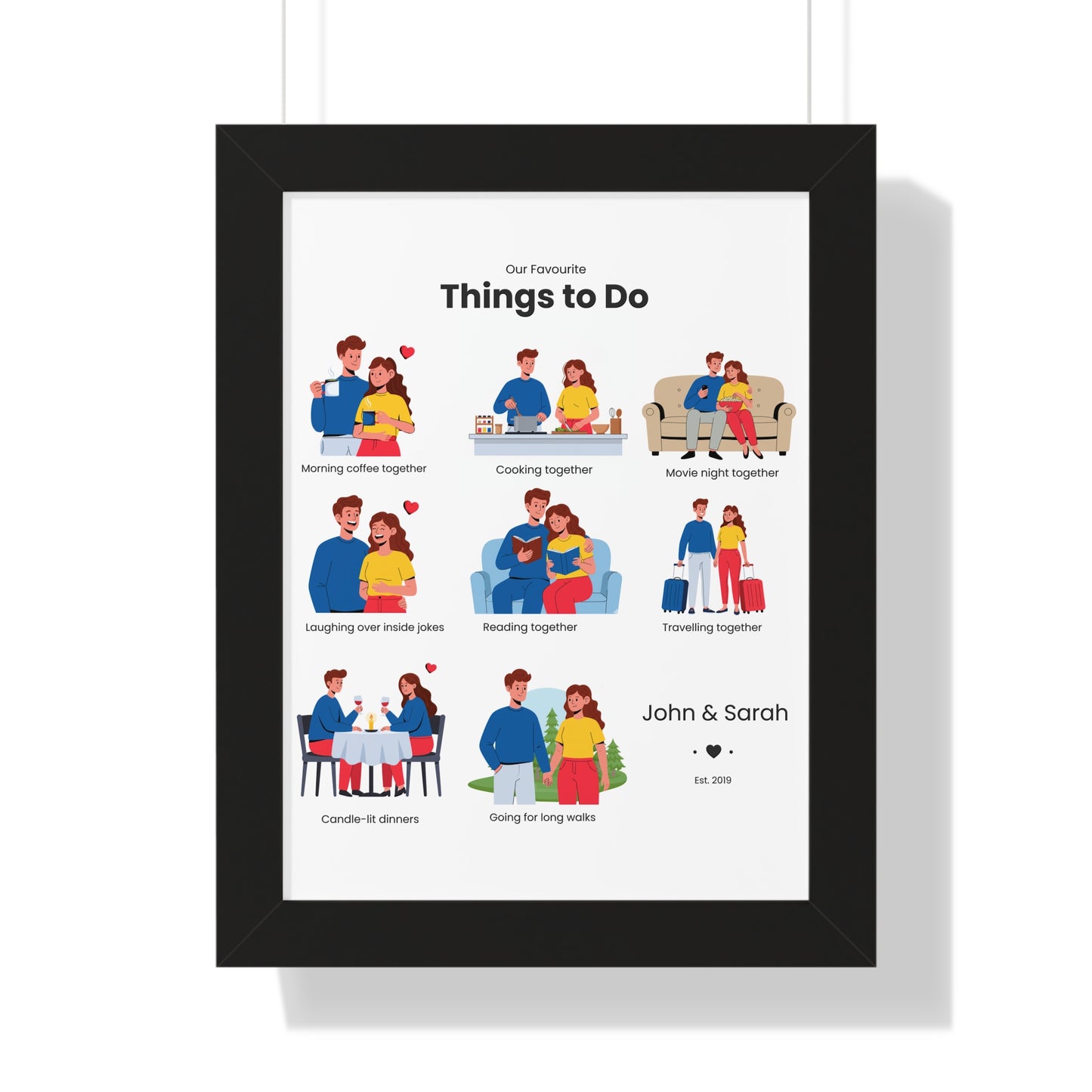Framed Poster – “Our Favourite Things to Do” Personalized Couple Print | Valentine’s Gift - 14710
