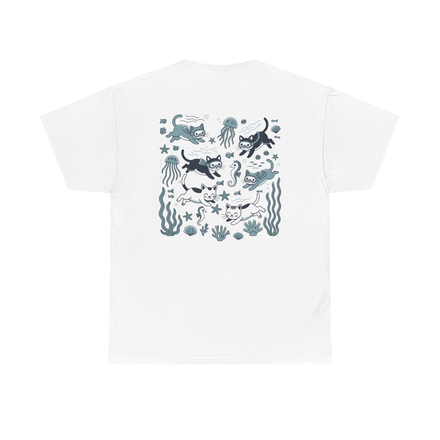 Sea Cats T-Shirt — Cute Underwater Cat Graphic Tee, Ocean Cat Lover Gift - 14869