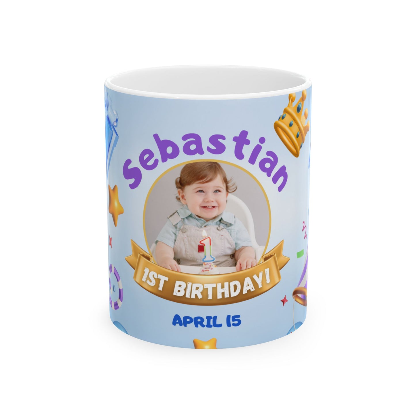 Personalized Birthday Mug, 1st Birthday Gift, Custom Mug, Ceramic Coffee Cup, Celebration Decor, Kids Birthday Gift - 13973