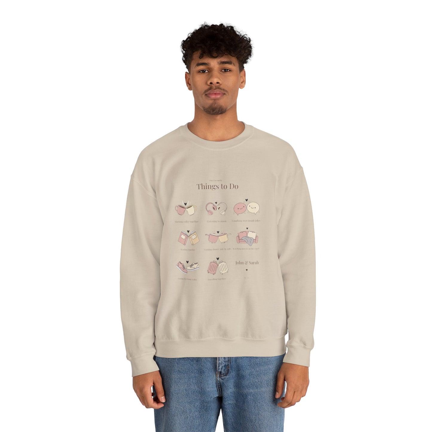 Our Favourite Things to Do Together – Personalised Illustration Crewneck Sweatshirt | Valentine’s Gift - 14726