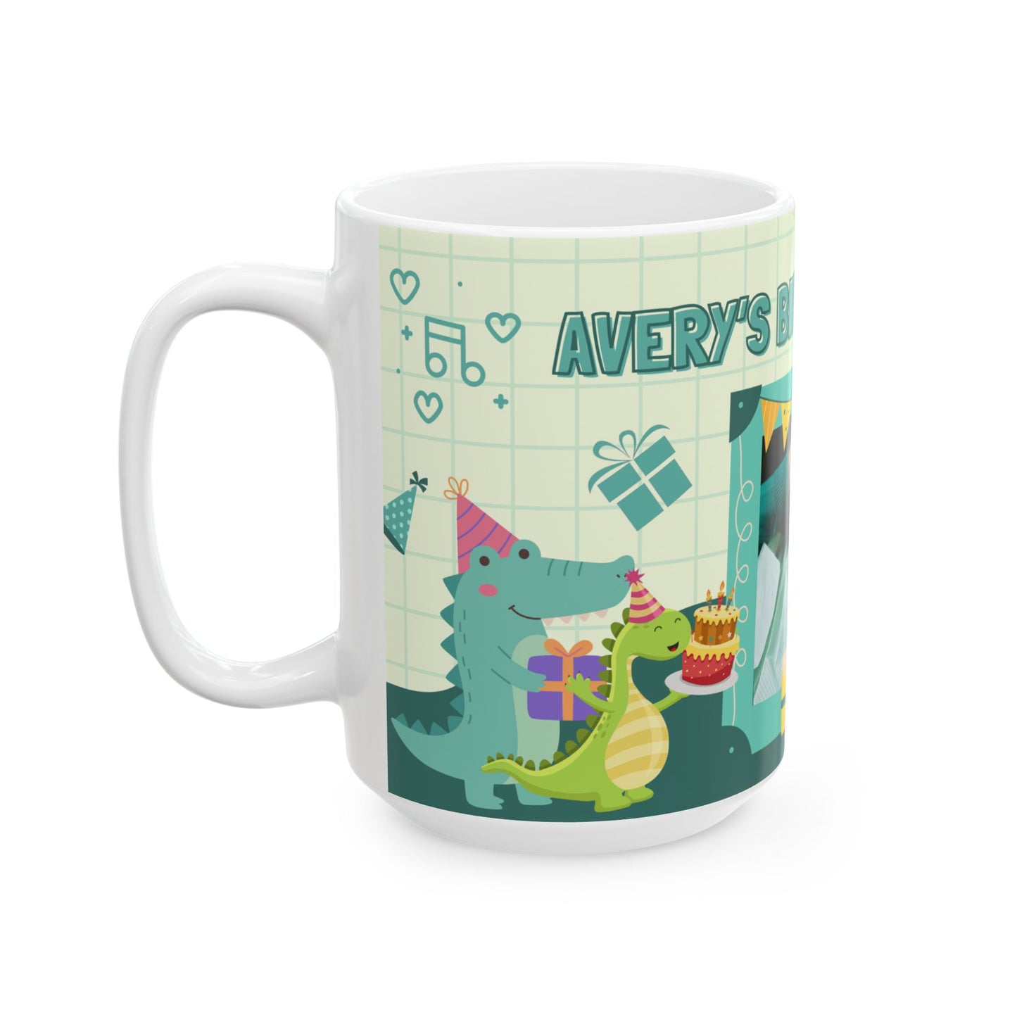 Birthday Party Dino Mug, Fun Kids Mug, Celebration Drinkware, Dinosaur Gift, Party-Themed Ceramic - 14000