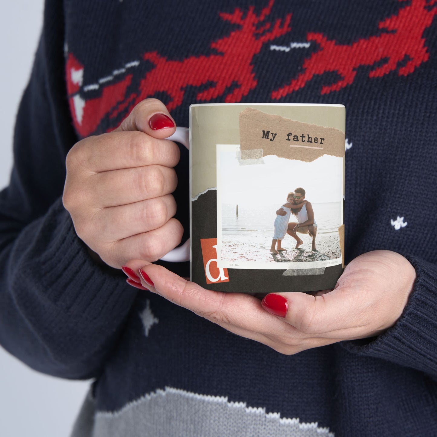 Personalized Ceramic Mug, Custom Coffee Cup for Dad, Father's Day Gift, Unique Photo Mug, Memory Keepsake - 14025