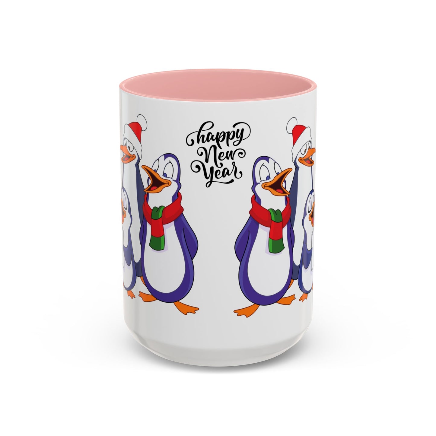 Penguins, Happy New Year - Accent Coffee Mug (11, 15oz) - 10291