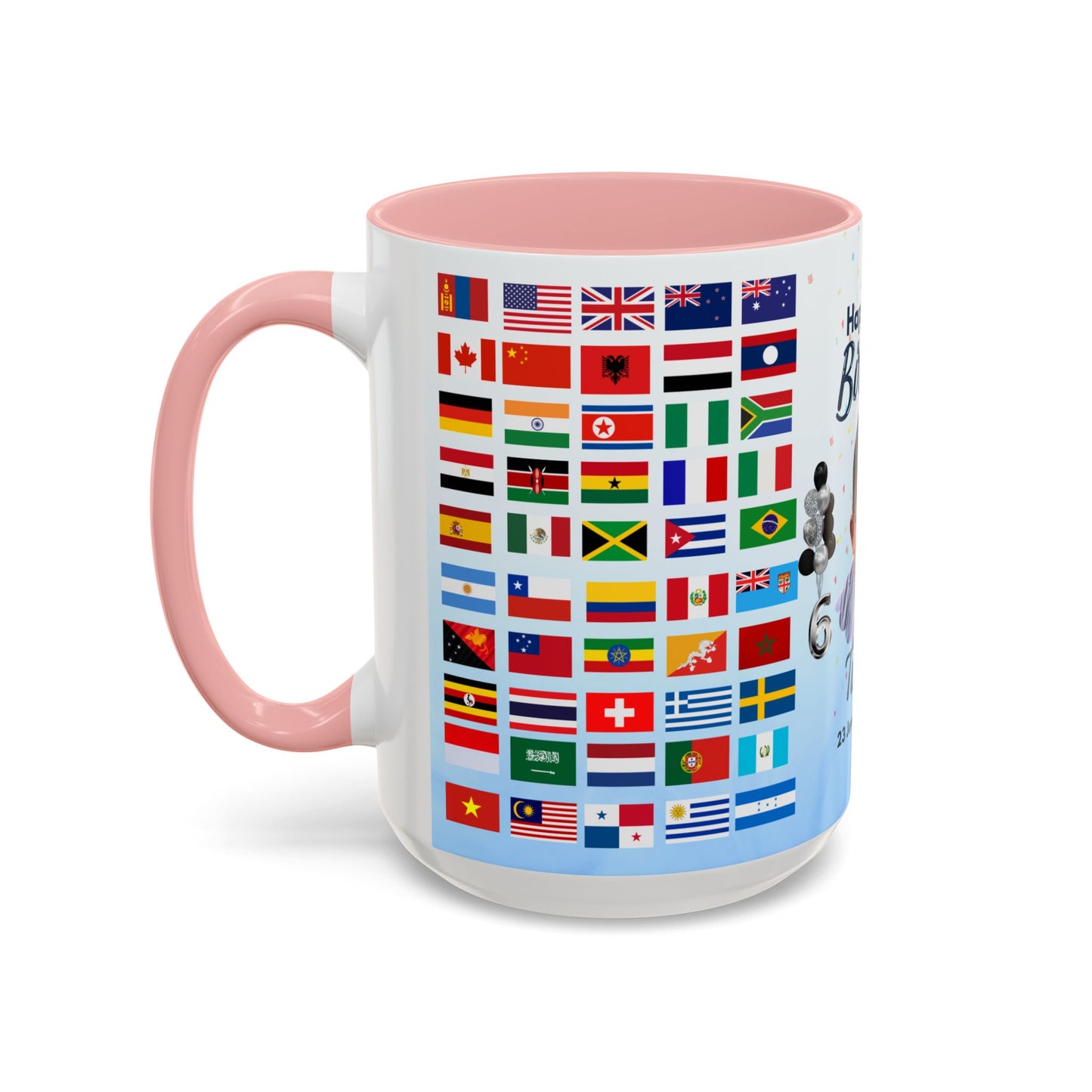 Kids, Happy Birthday, World Flag Fan, Details Customizable - Accent Coffee Mug (11, 15oz) - 11232