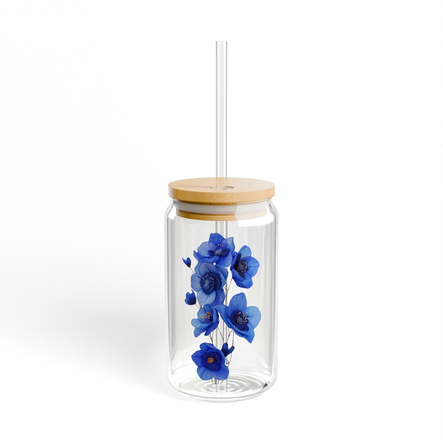 Serene and Stunning in Blue,  Customizable - Sipper Glass, 16oz