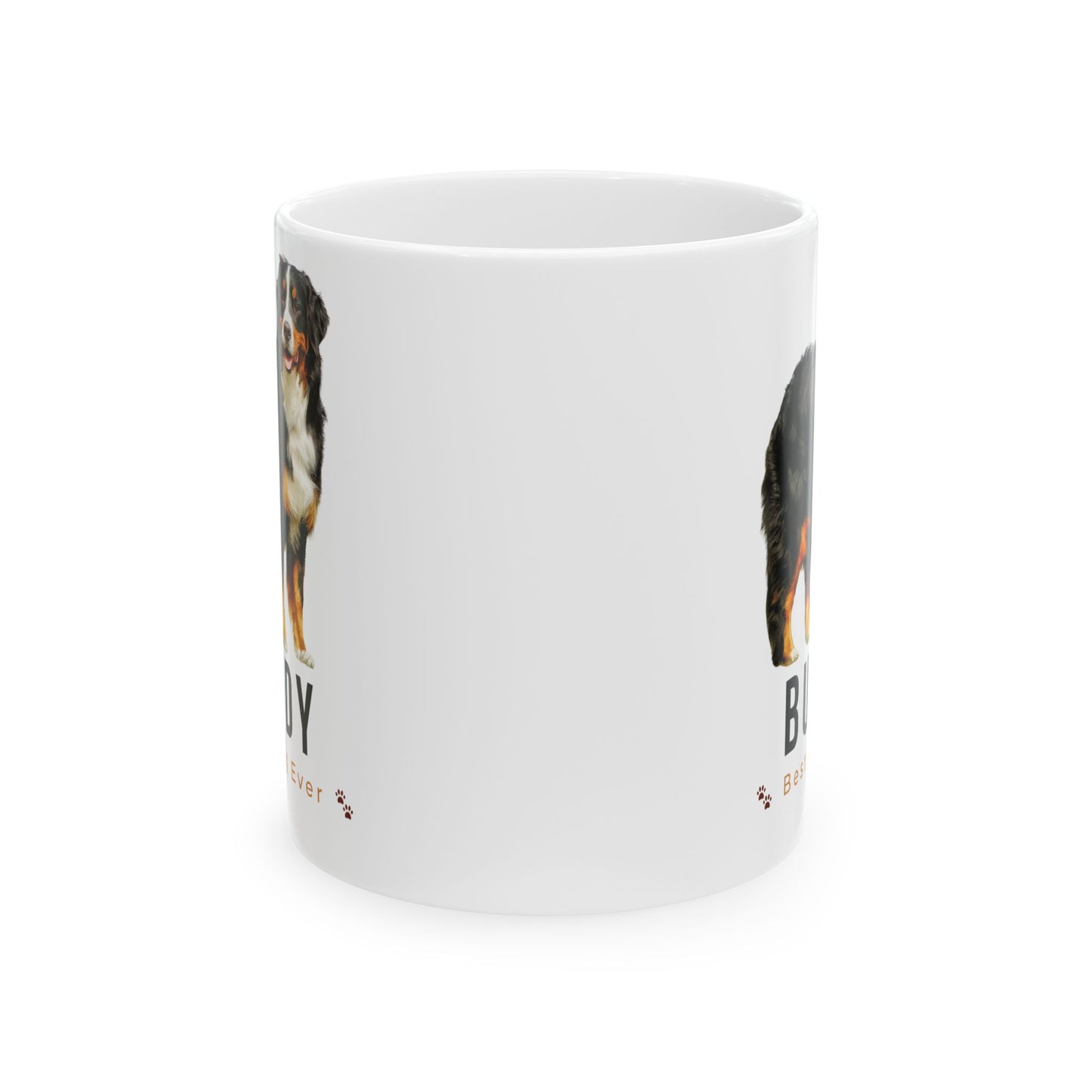 Personalized Bernese Mountain Dog Mug – Custom Dog Name “Best Dog Ever” Paw Print Coffee Cup Gift (11oz, 15oz) - 14836