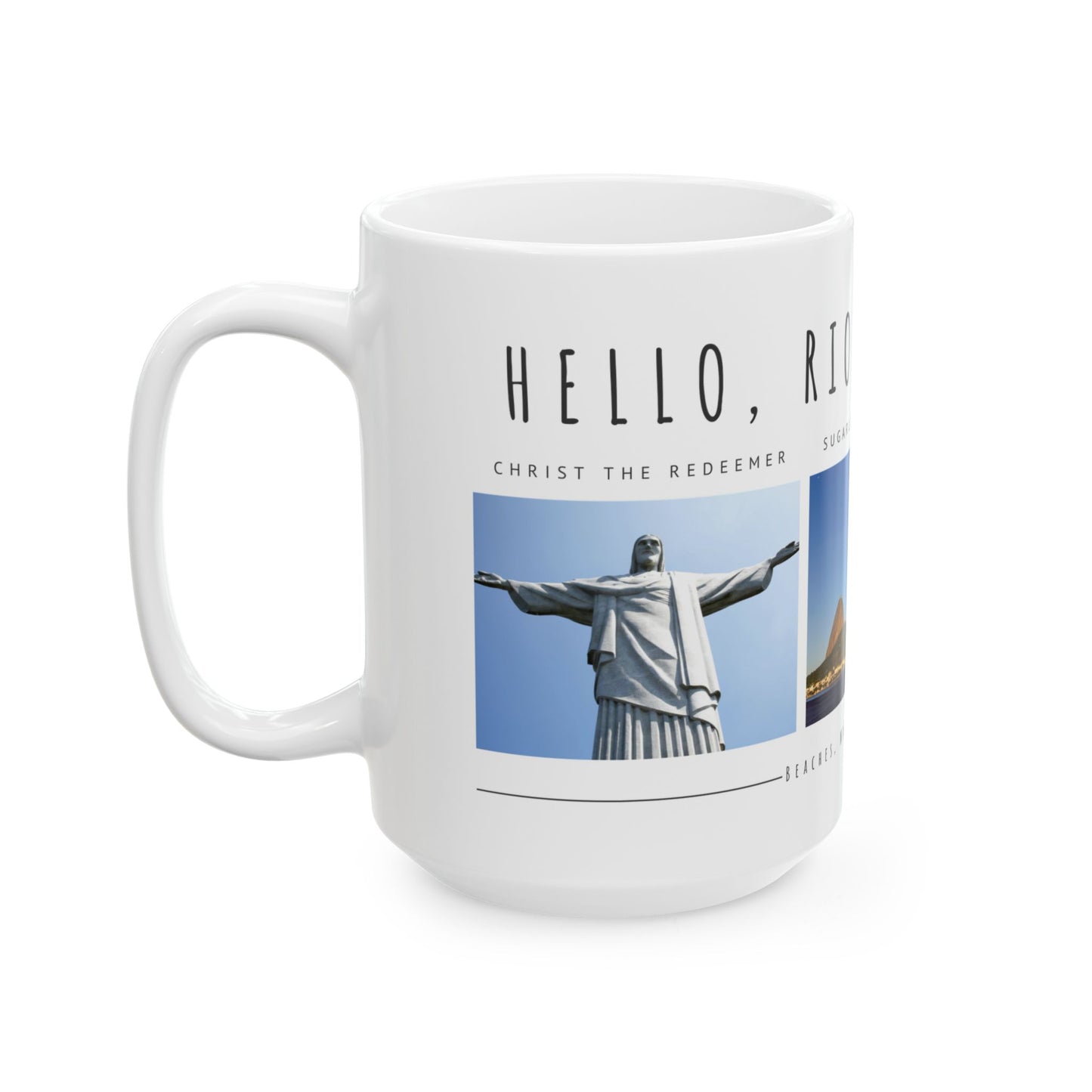 Hello Rio de Janeiro, Ceramic Mug - Explore Iconic Landmarks, Perfect Gift for Travelers & Adventurers - 12010