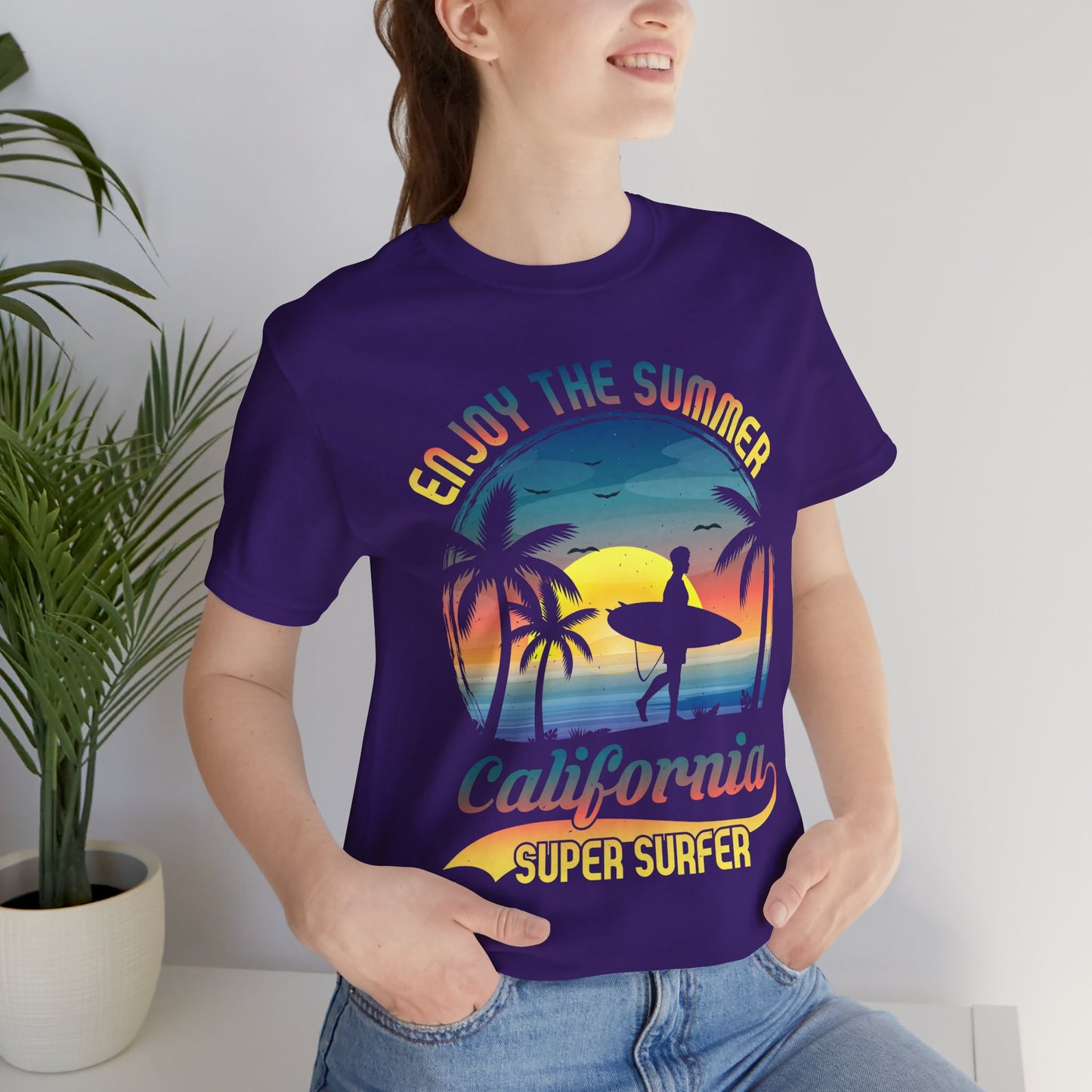 Enjoy The Summer California, Super Surfer - Unisex Jersey Short Sleeve Tee - 13244