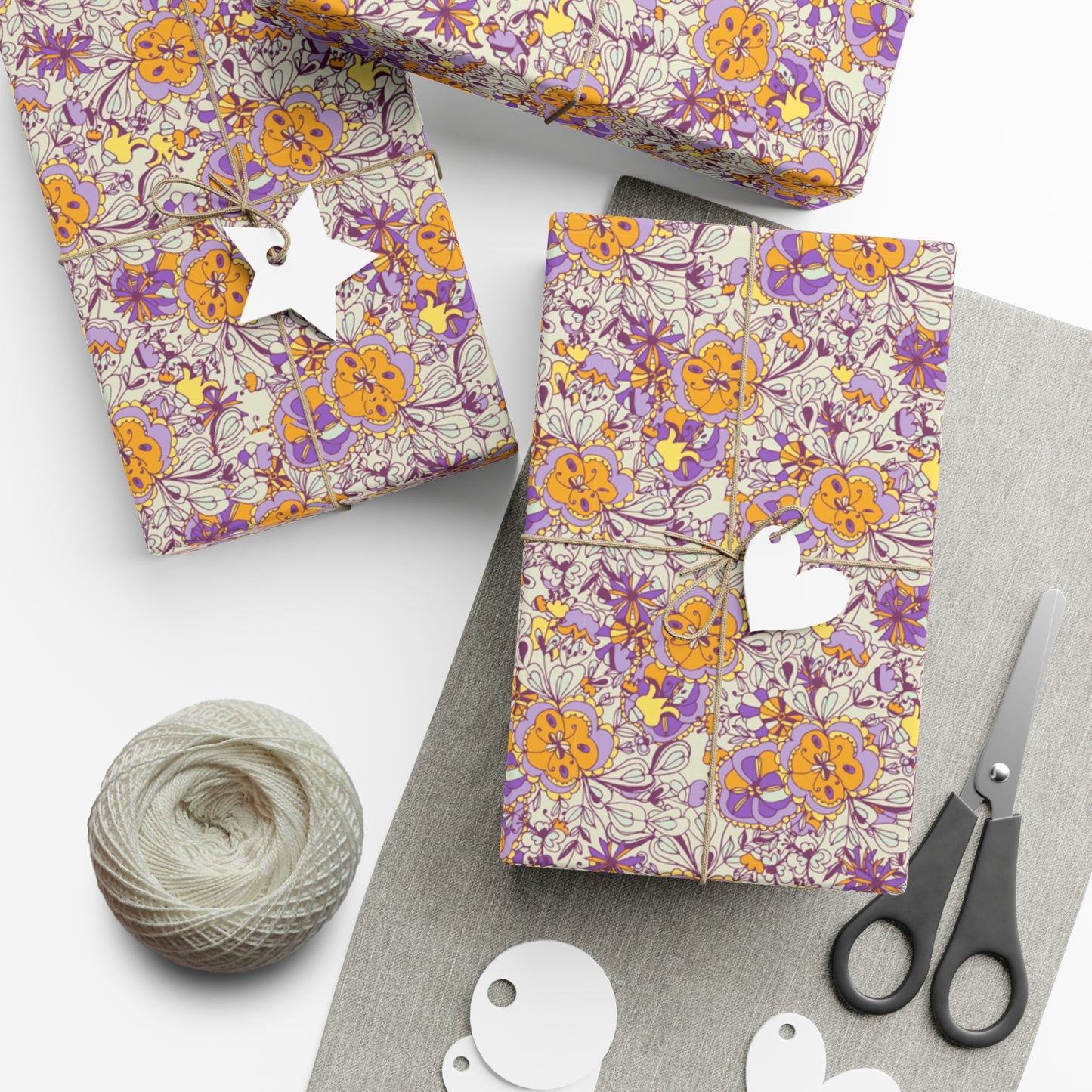 Orange & Purple Flowers - Gift Wrap Papers - 10240