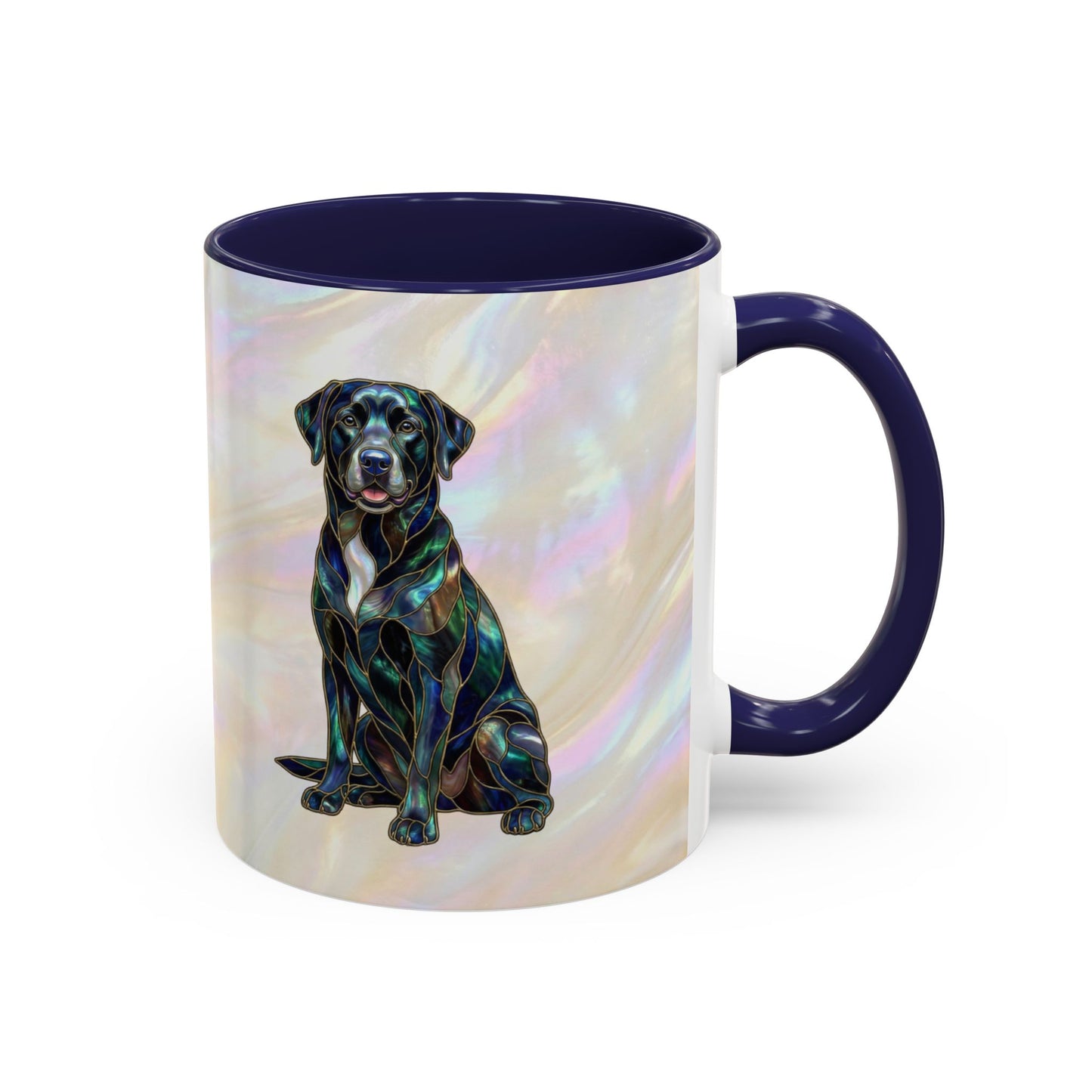 Black Labrador Accent Coffee Mug -Stained Glass Style (11/15oz) 14618