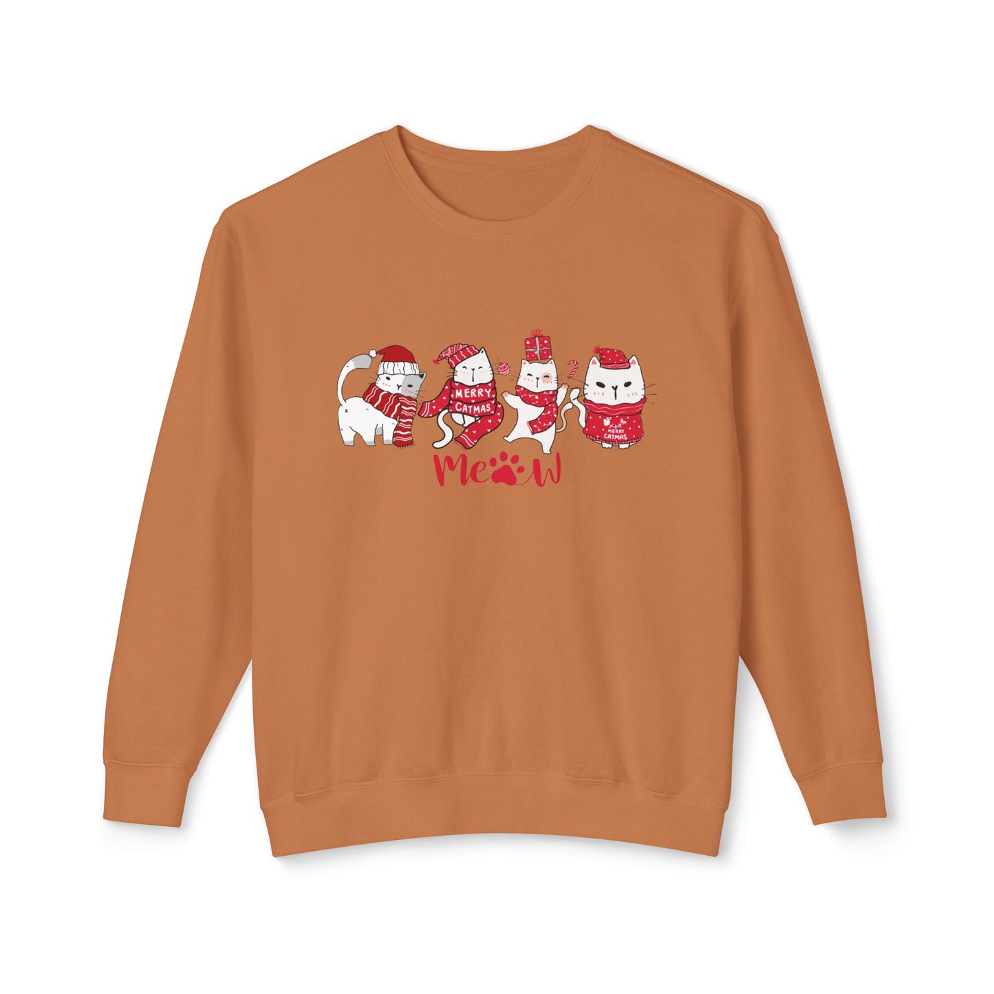 Cats, Merry Christmas - Unisex Lightweight Crewneck Sweatshirt - 10046