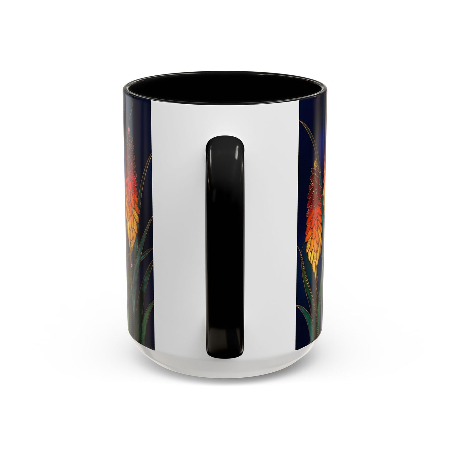 Red Hot Poker Floral Coffee Mug — Stained Glass Design (11/15oz) - 14585