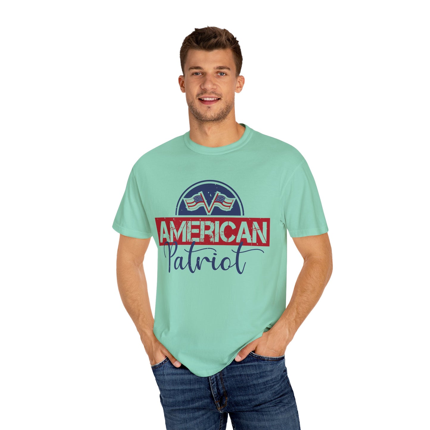 American Patriot Garment-Dyed T-Shirt, USA Pride Tee, 4th of July Shirt, Americana Apparel, Unisex Casual Wear - 13813