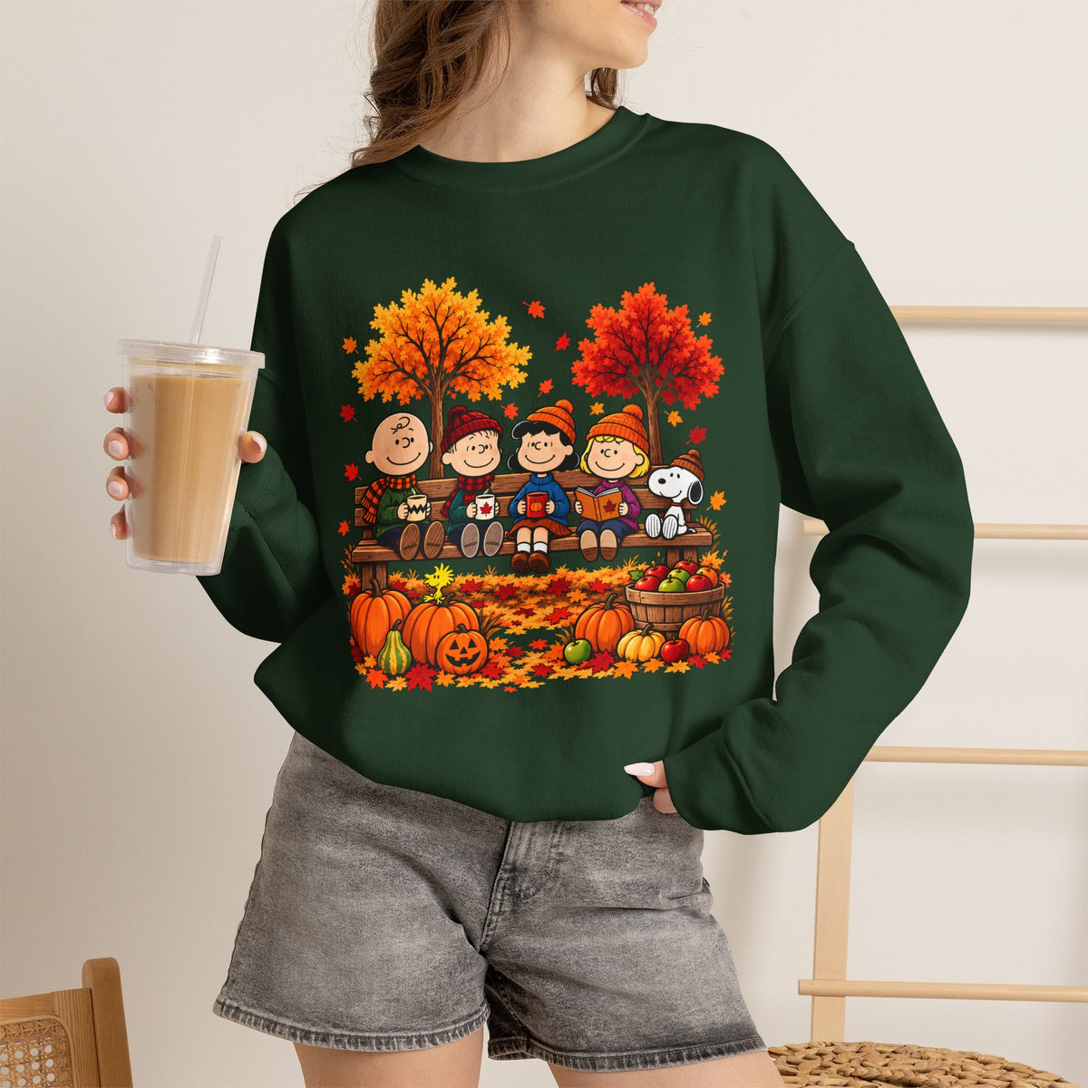 Fall Friends Crewneck Sweatshirt, Cute Autumn Pumpkin Patch Design - 14999