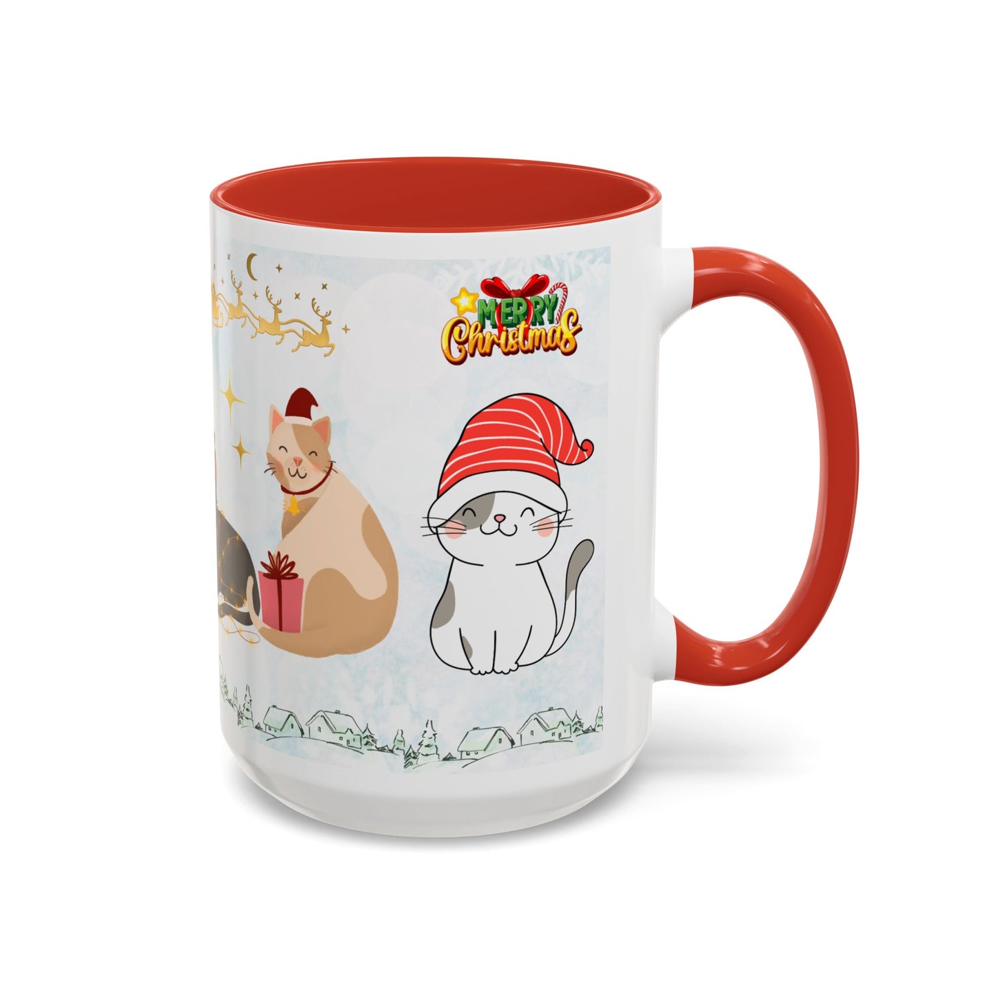 Merry Christmas, Cats - Accent Coffee Mug (11, 15oz)