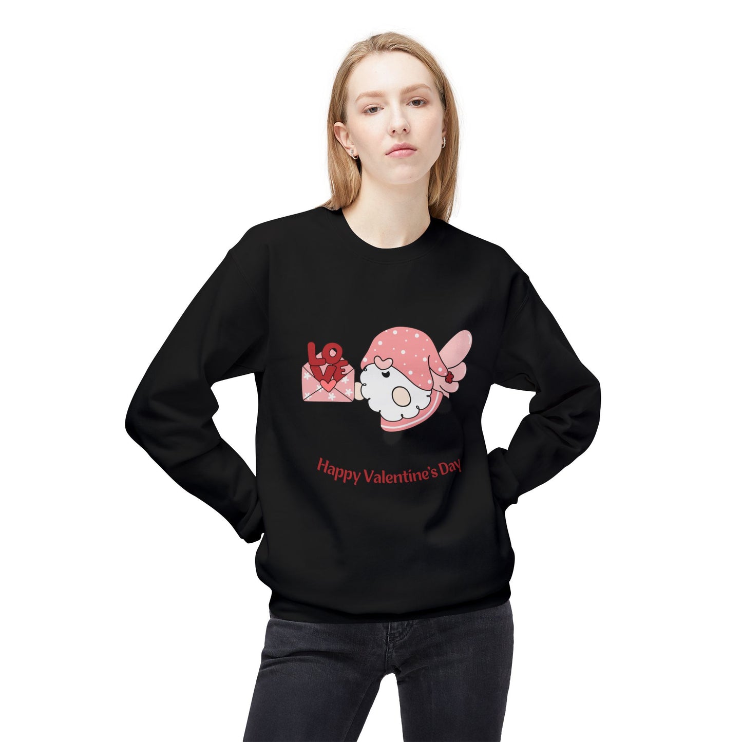 Gnome, Happy Valentine's Day - Unisex Midweight Softstyle Fleece Crewneck Sweatshirt - 11349